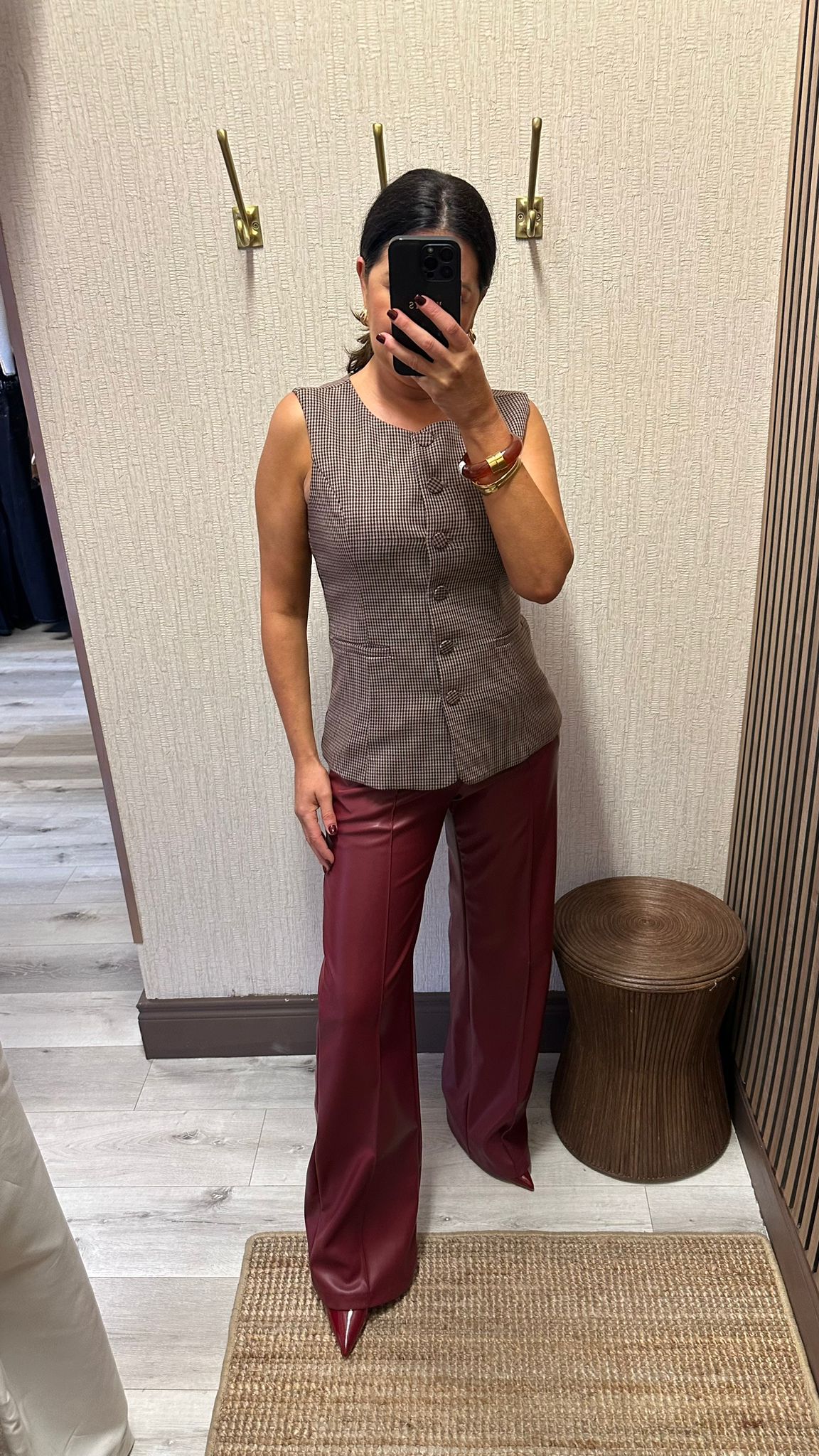 Wine Faux Leather Trousers