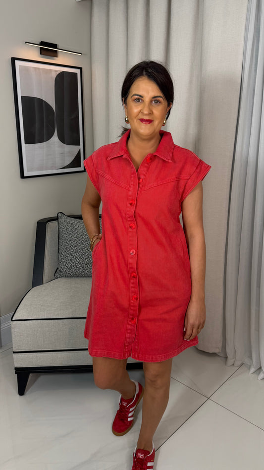 Red Denim Dress