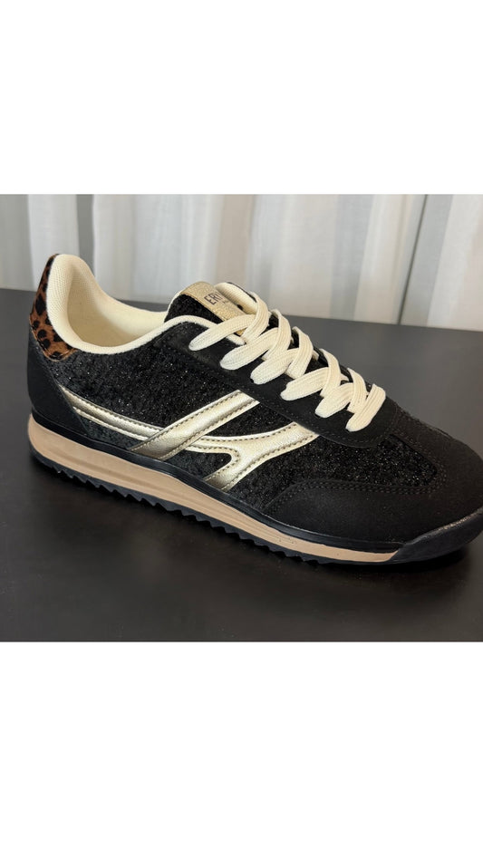 Black/Gold/Leopard Trainers
