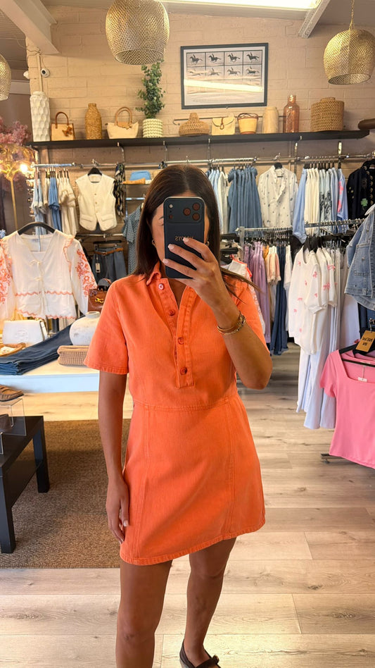 Orange Denim Dress