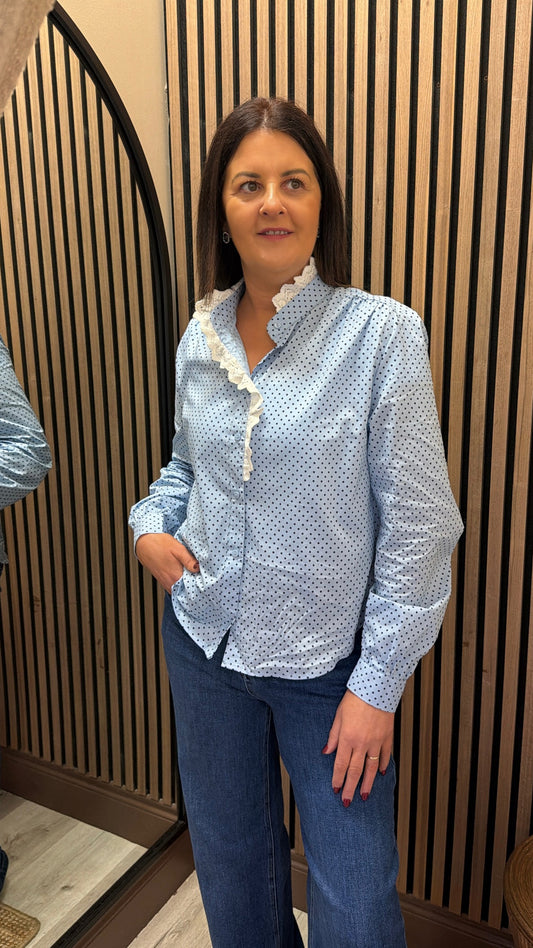 Polka Dot & Lace Detail Shirt
