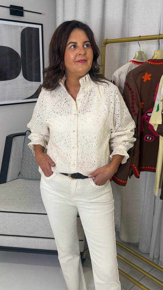Cream Brocade Blouse