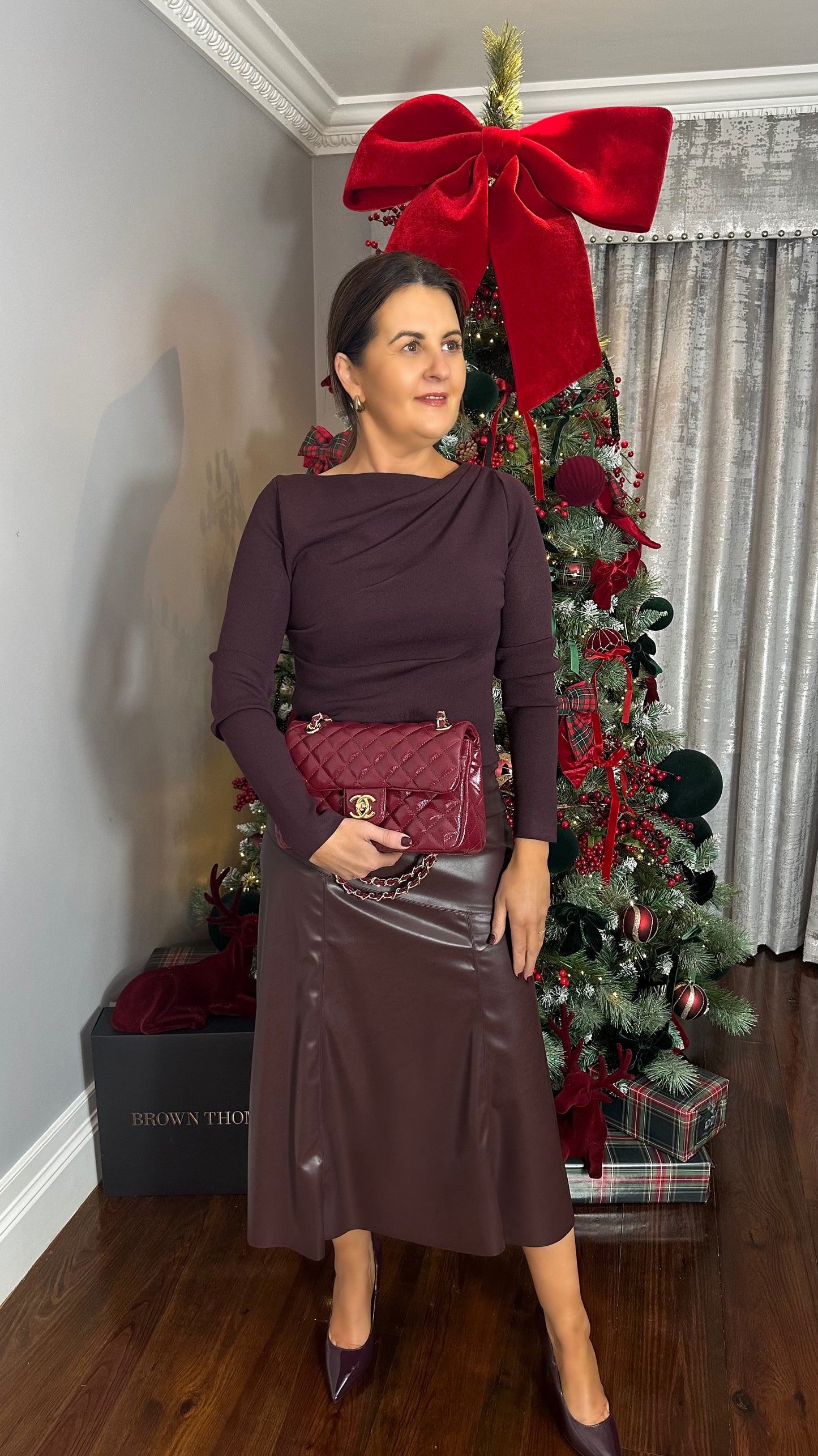 Dark Burgundy Faux Leather Skirt