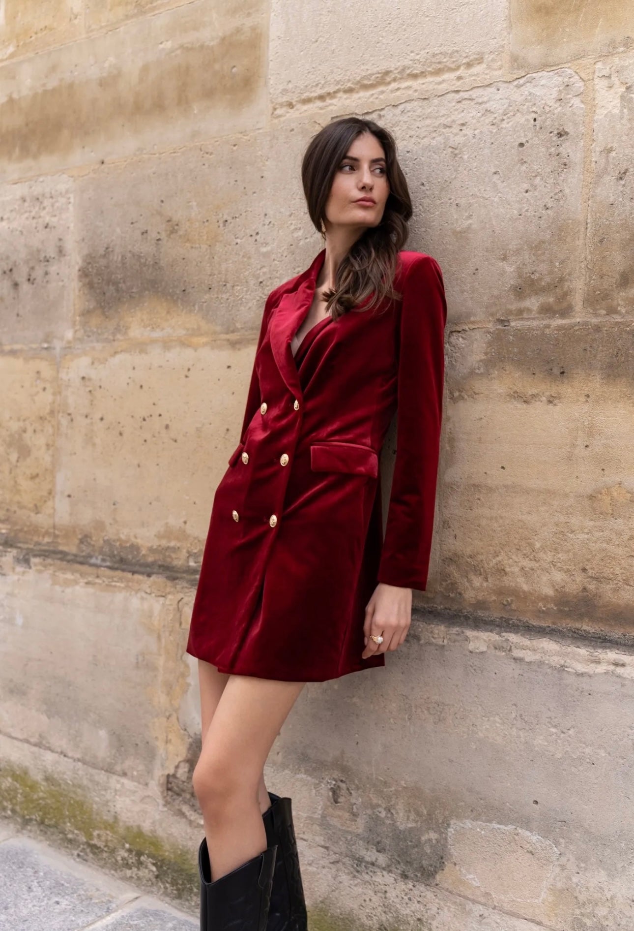 Wine Blazer Dress