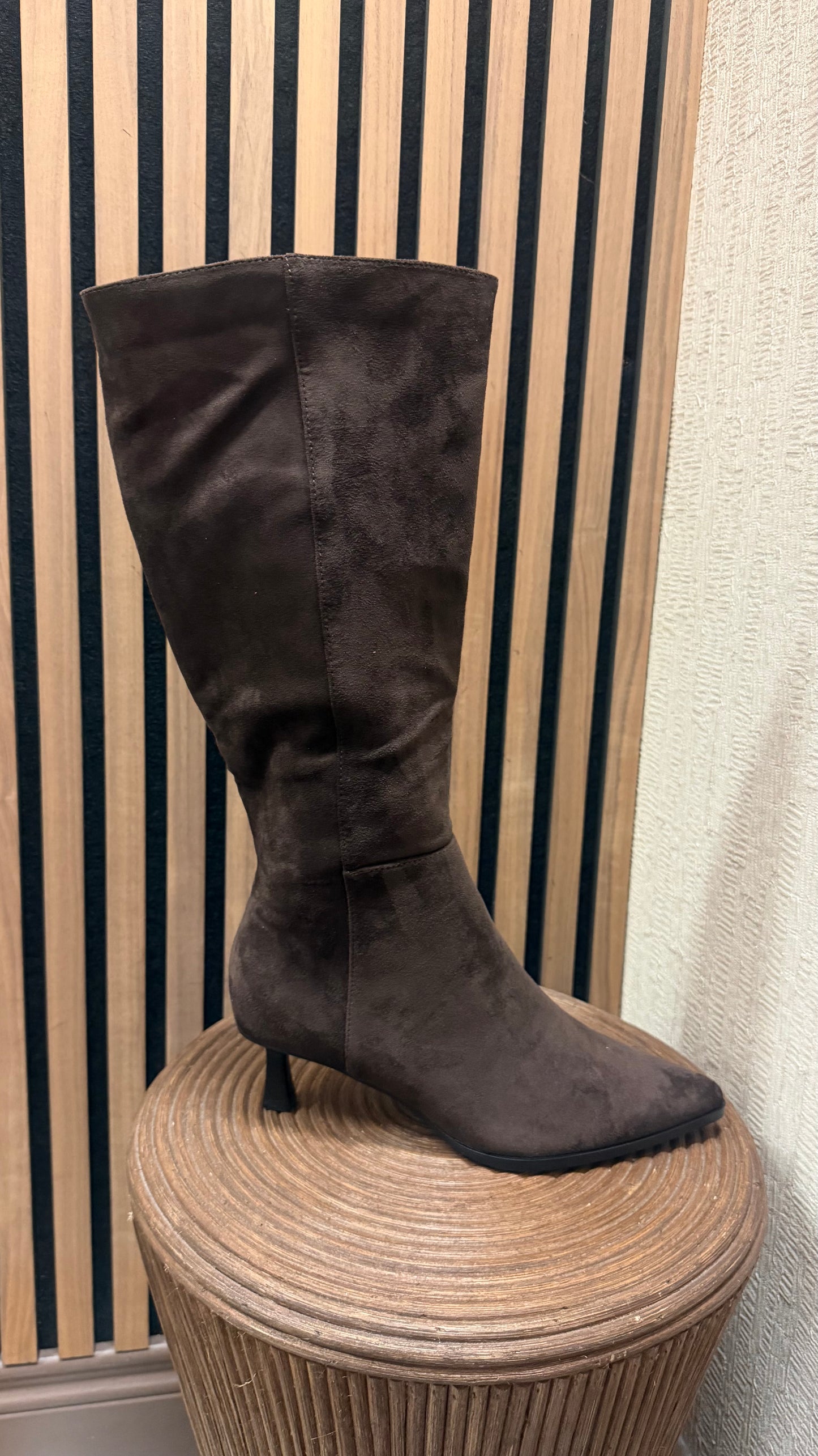 Carrie Chocolate Brown Faux Suede Long Boot