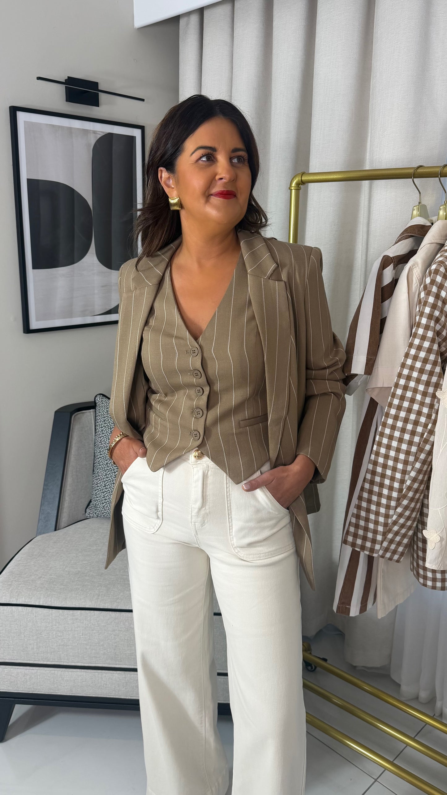 Tan Pinstripe Blazer