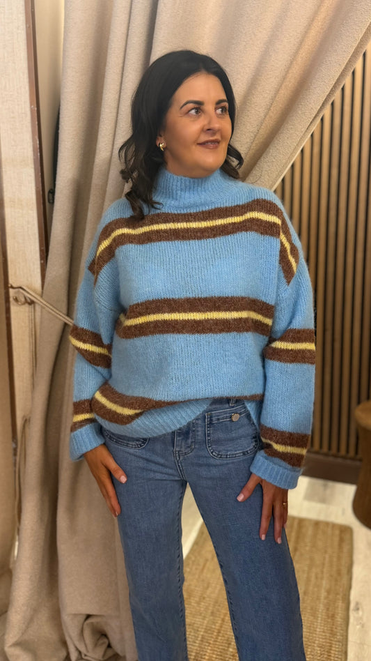 Eve Blue Striped Sweater