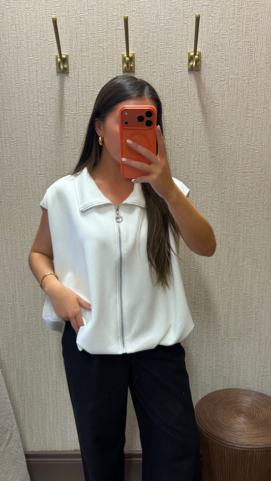 White Sleeveless Zip