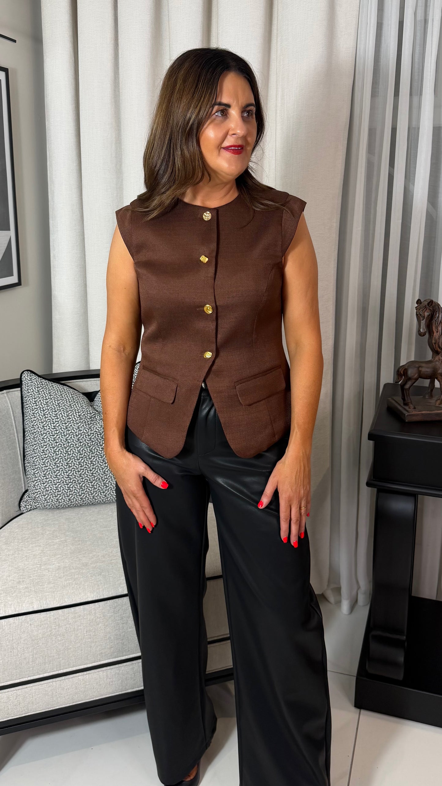 Betty Chocolate Brown Waistcoat