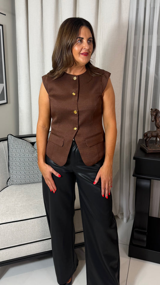 Betty Chocolate Brown Waistcoat