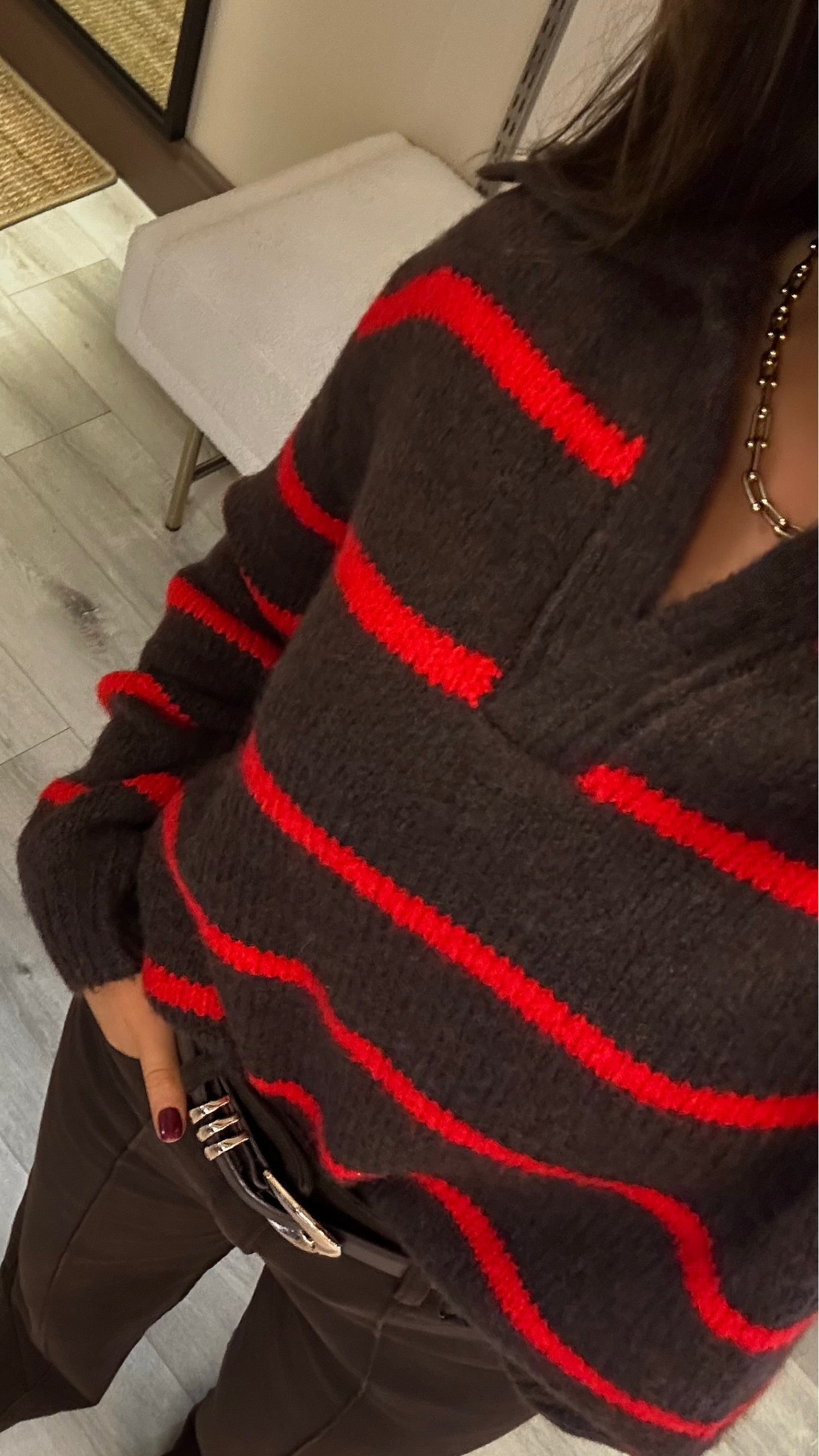 Brown & Red Polo Knit