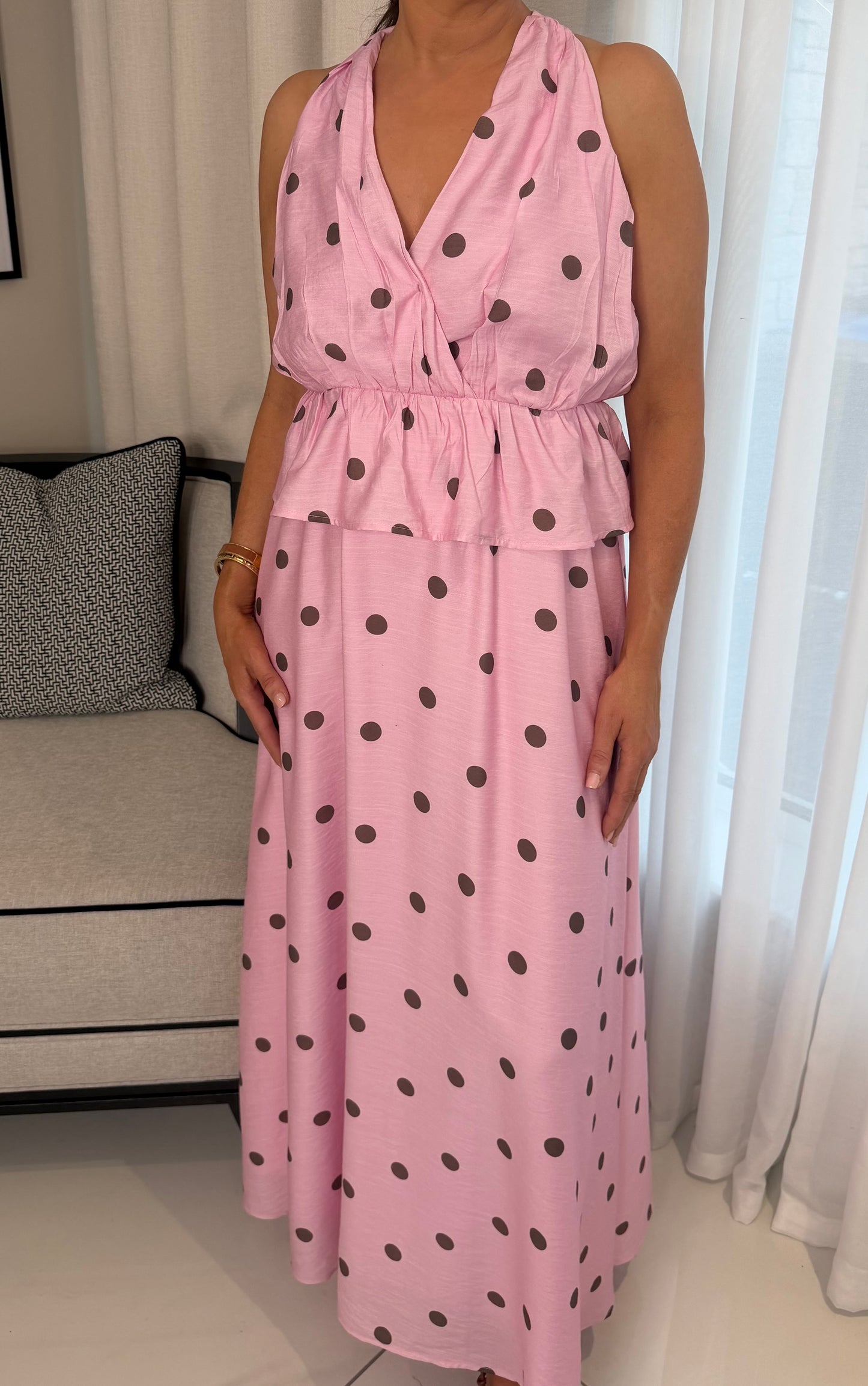 Mya Pink & Brown Polka Dot Skirt