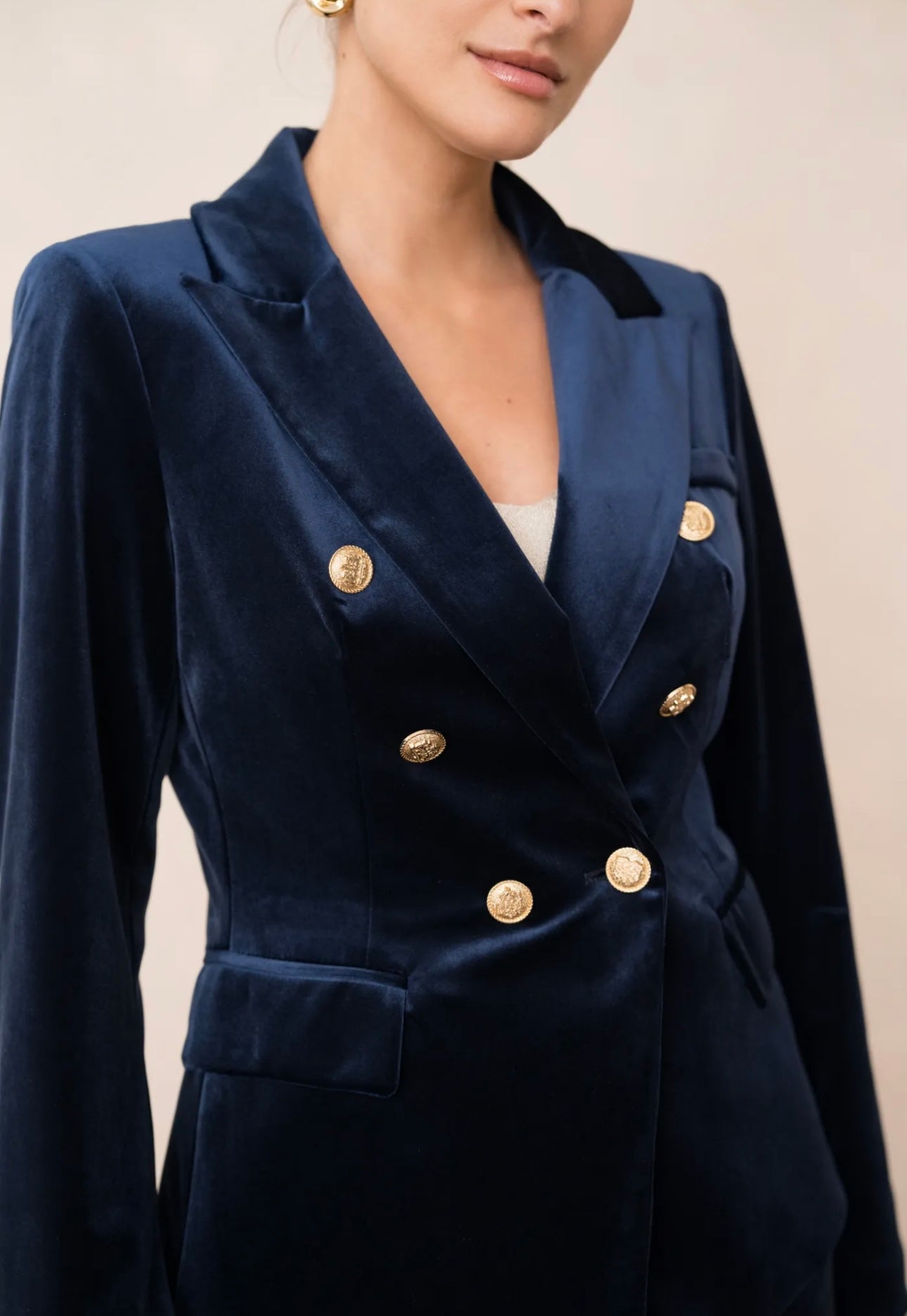 Navy Velvet Blazer