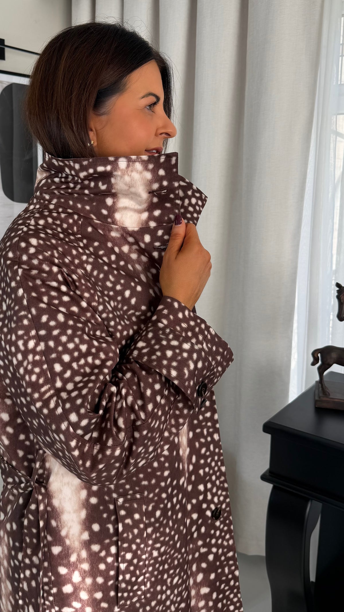 Deer Print Trench Coat