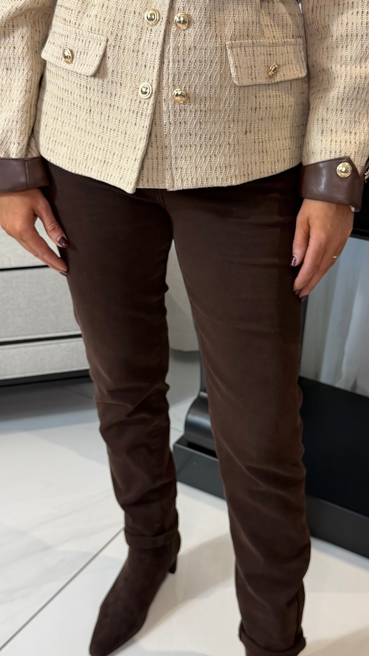 Brown Stretch Fit Mom Jeans