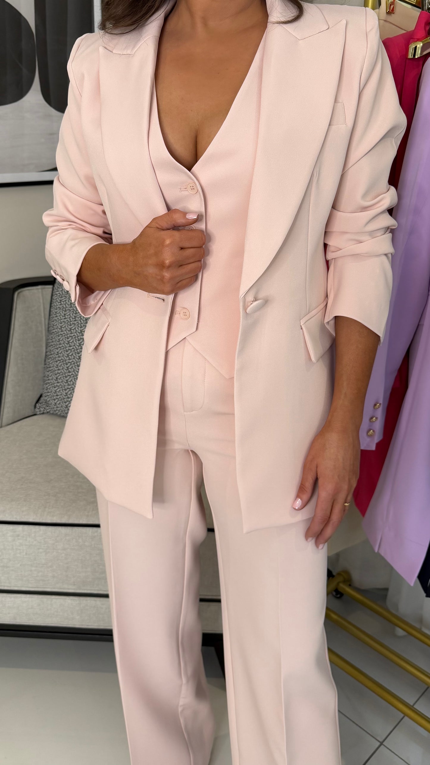 Baby Pink Single-Breasted Blazer