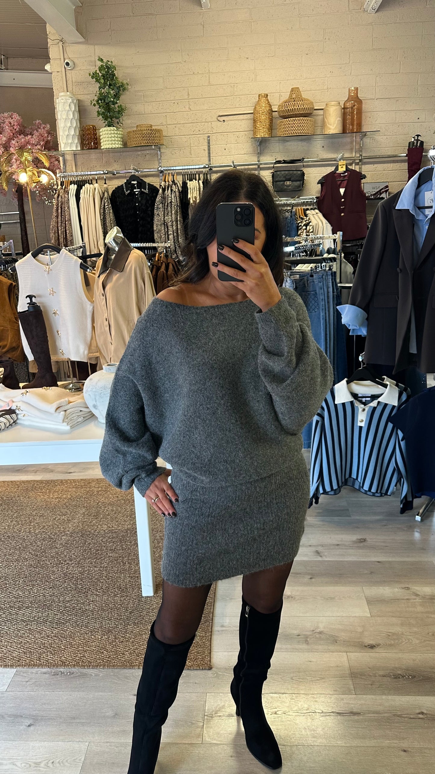 Grey Long Knit Jumper