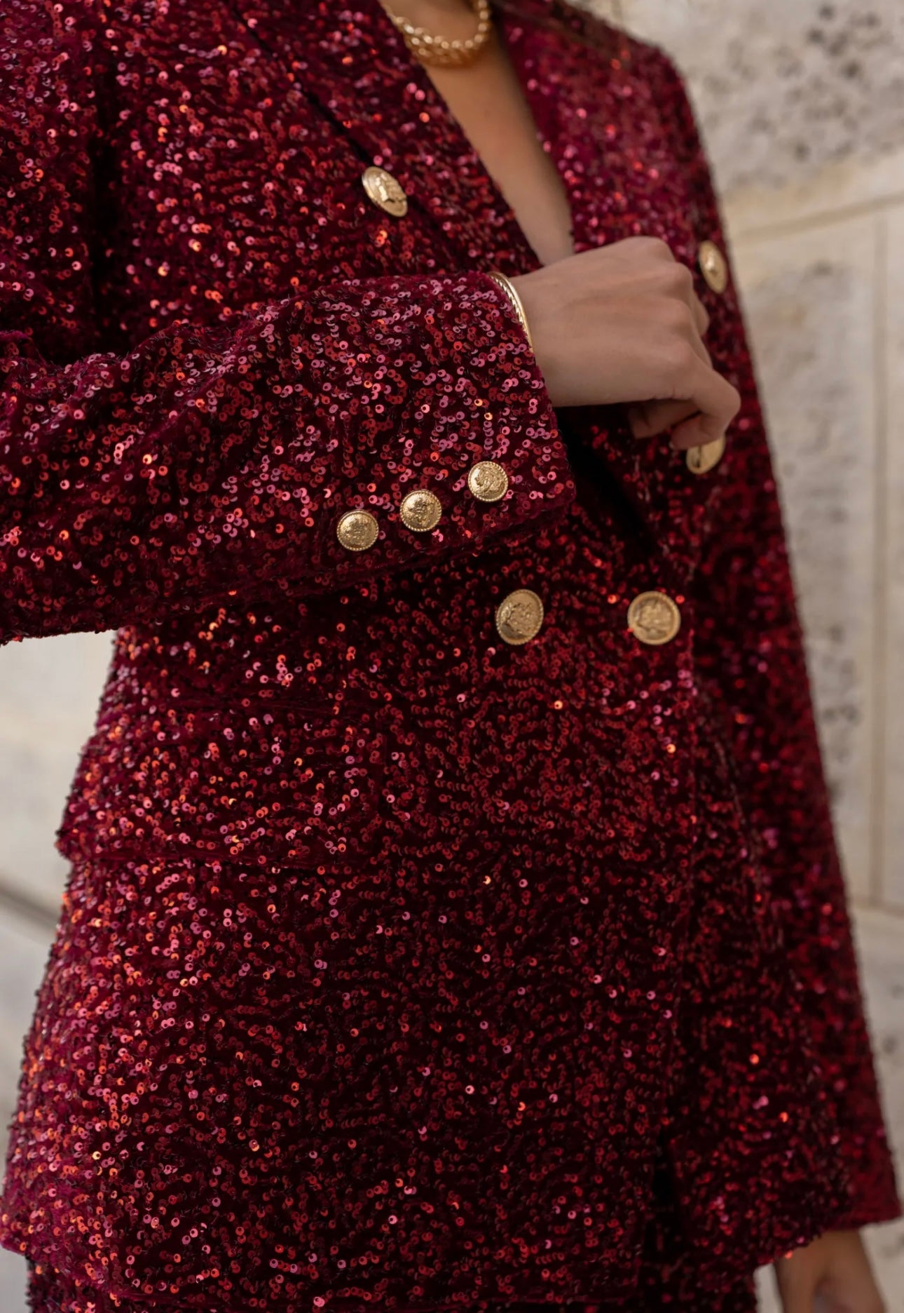 Wine Sequin Blazer