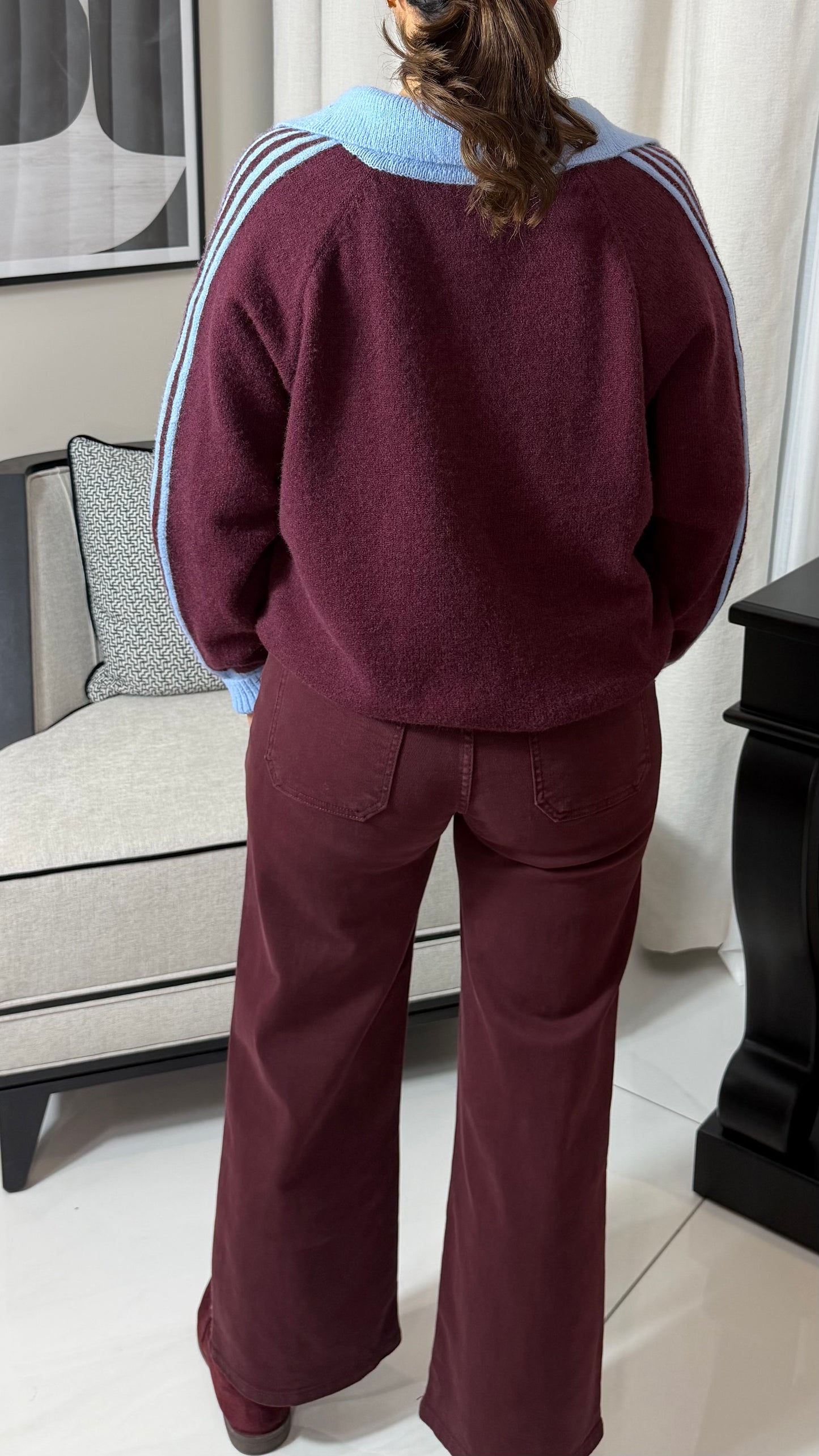 Burgundy & Blue Knit Polo