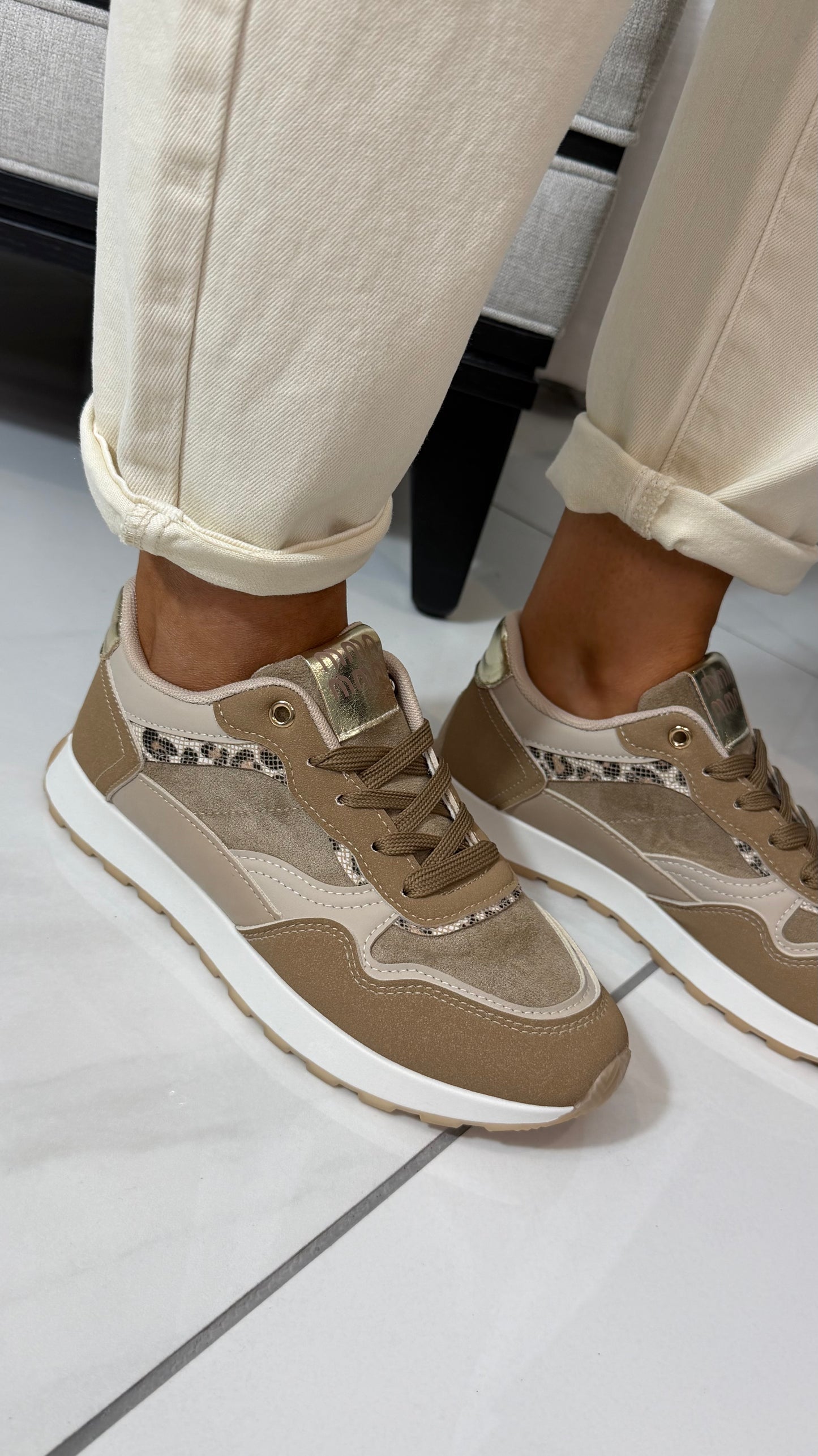 Beige/Taupe/Leopard Trainers