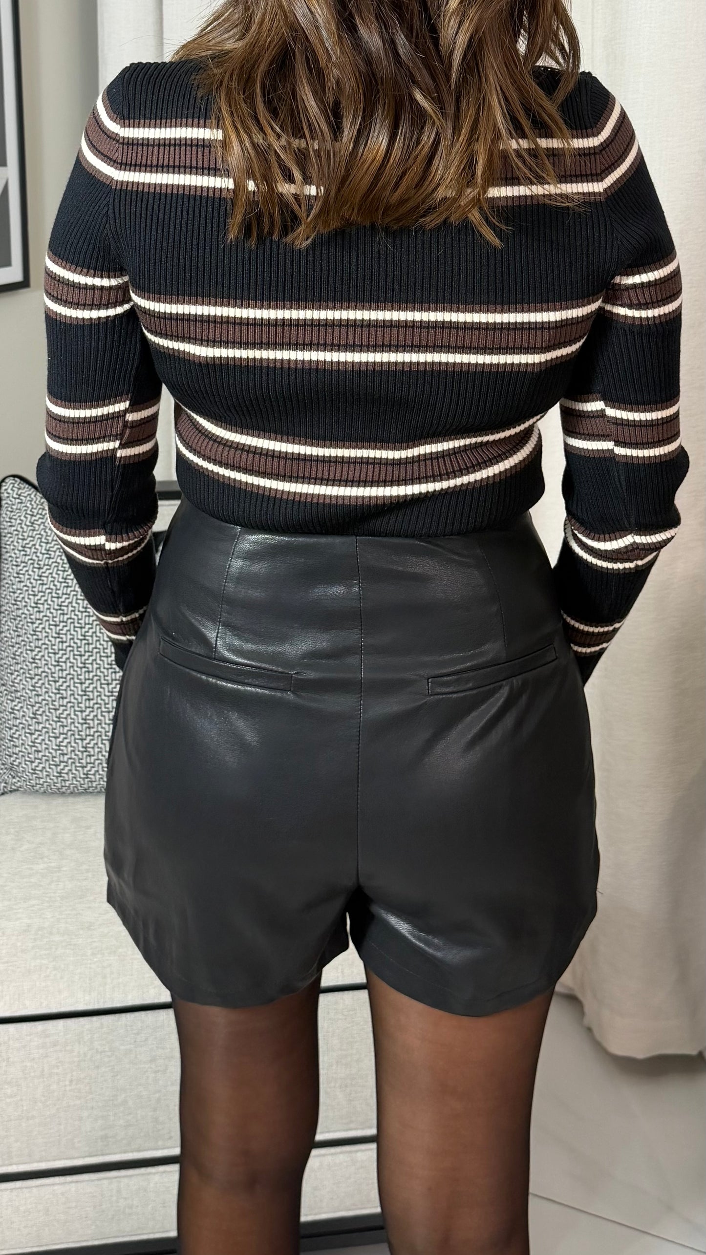 Black Faux Leather Skort