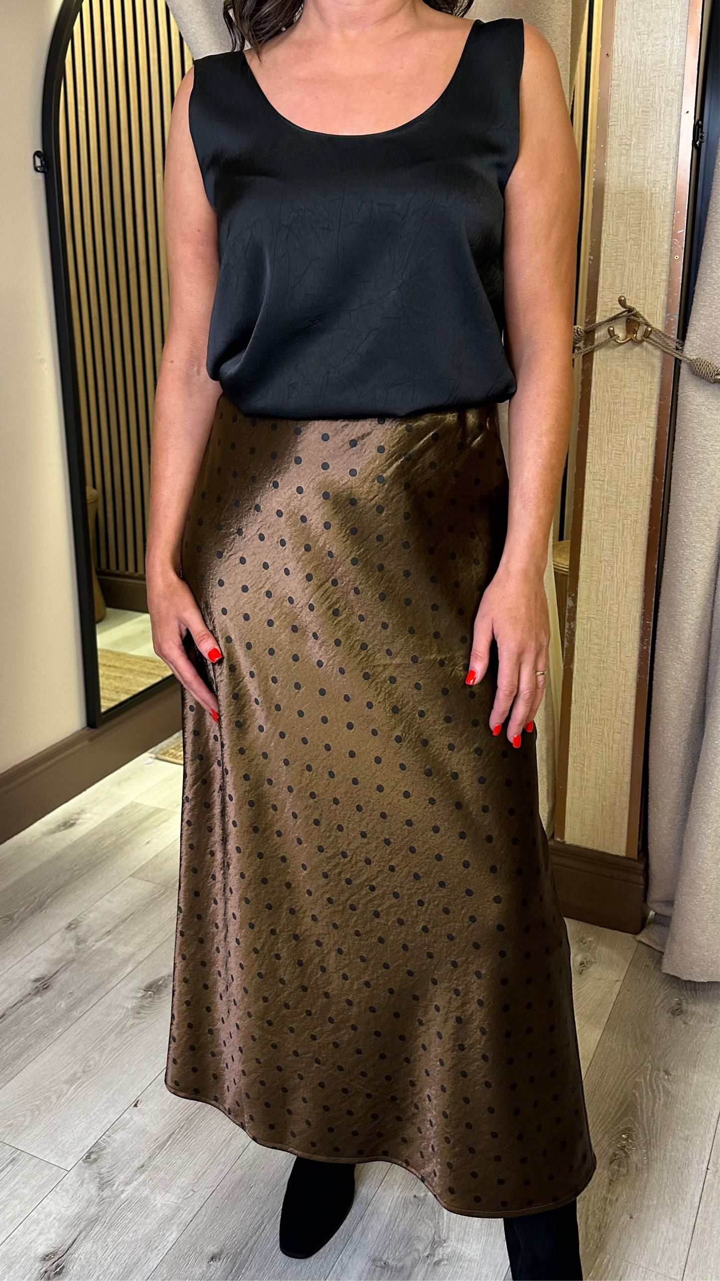 Polka Dot Satin Skirt