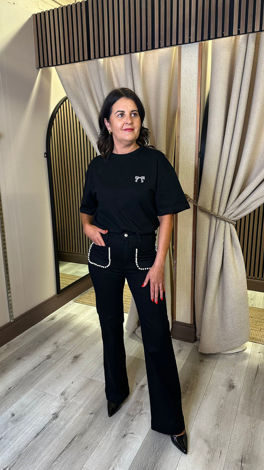 Black Pearl Pocket Straight Jeans
