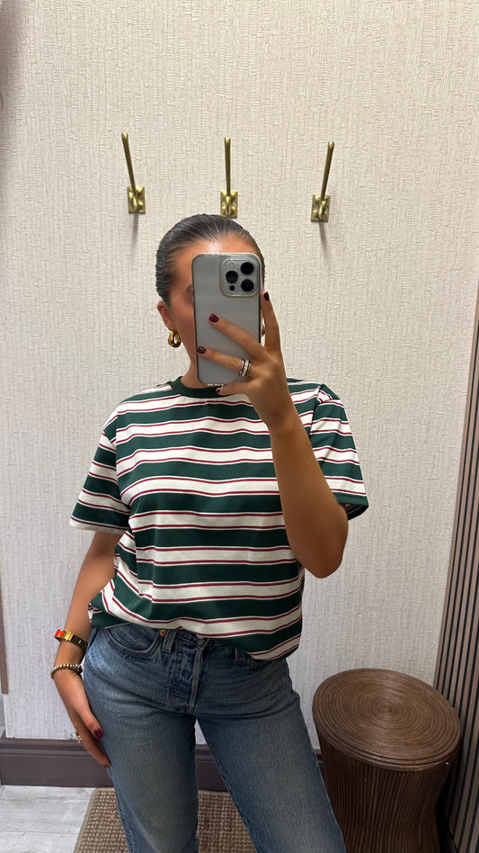 Green & Red Striped T-Shirt