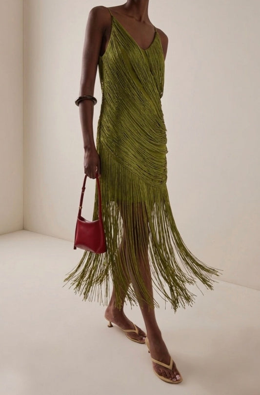 Erin Green Fringe Dress