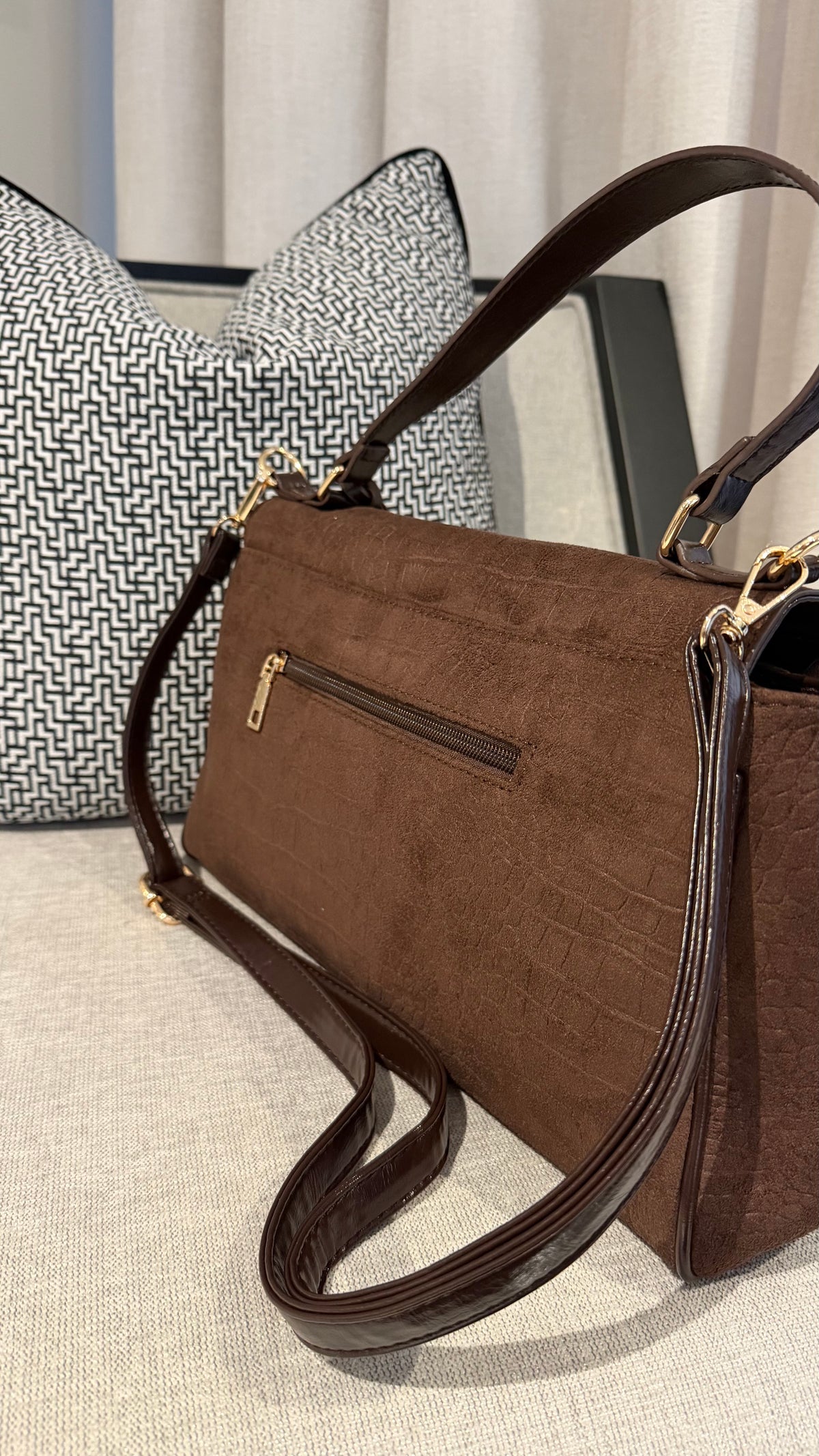 Georgia Brown Suede Effect Handbag