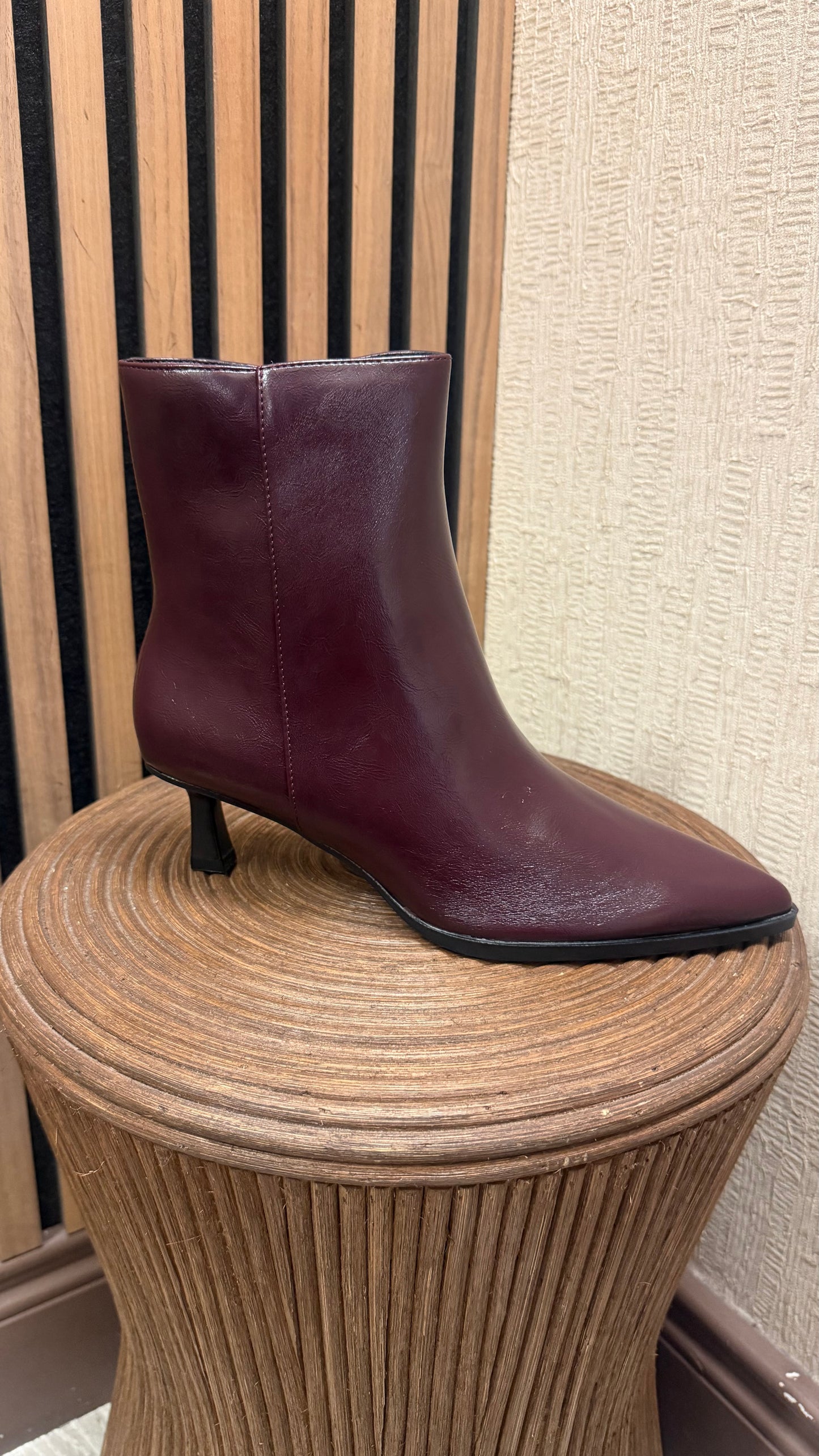 Orla Oxblood Faux Leather Ankle Boots