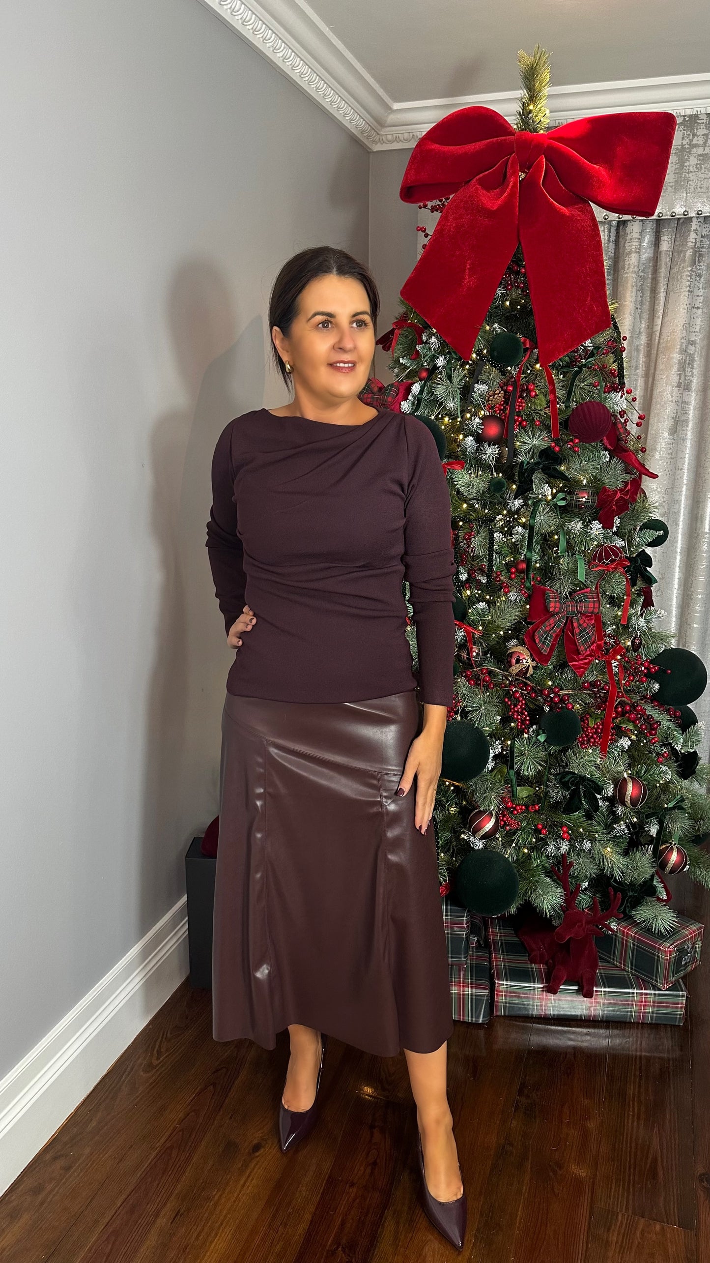 Dark Burgundy Ruched Top