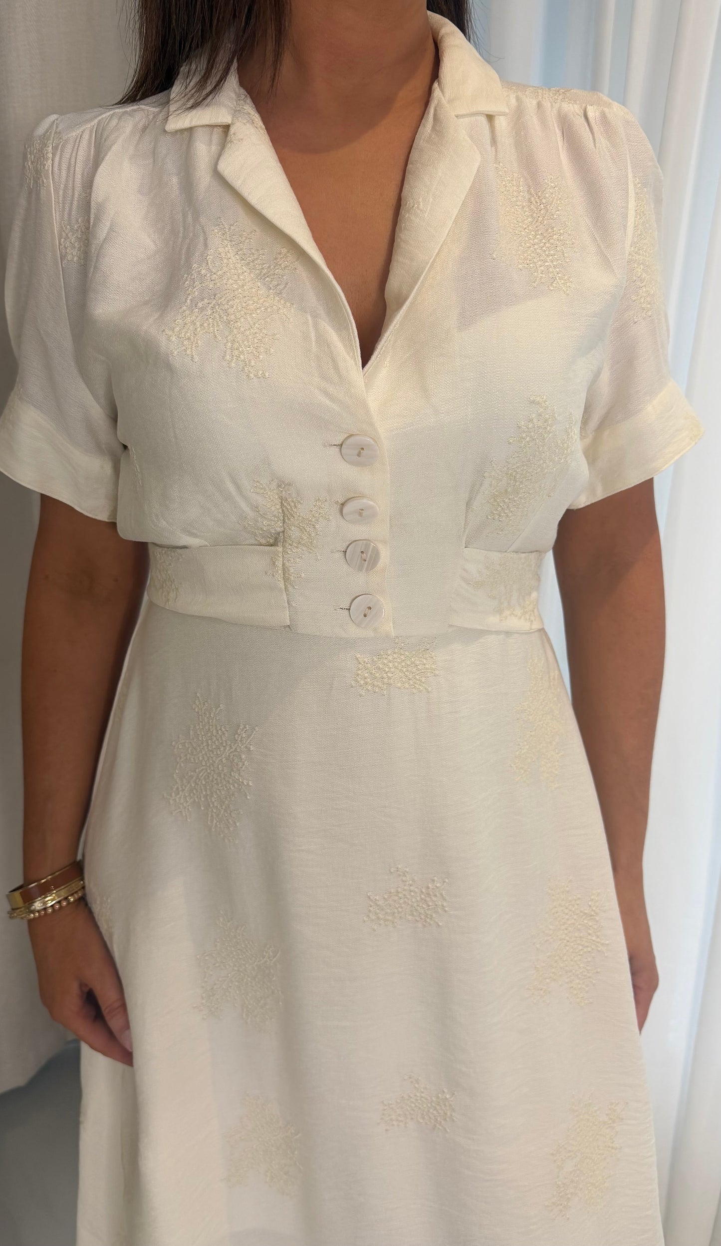 Katie Cream Linen-Blend Dress