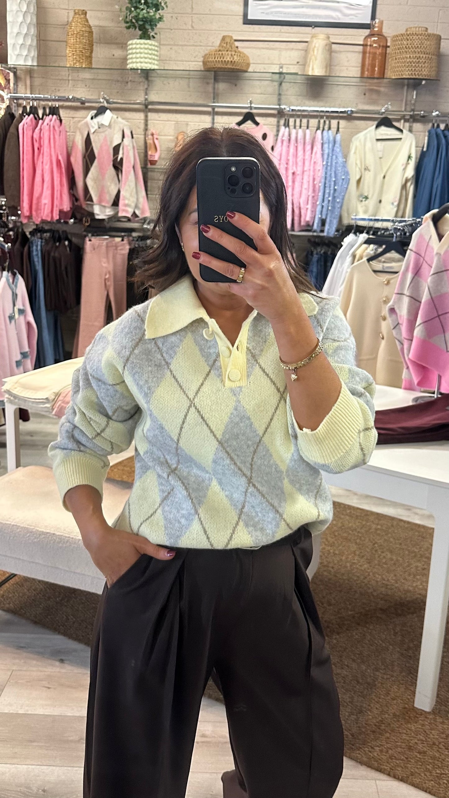 Yellow & Grey Polo Knit