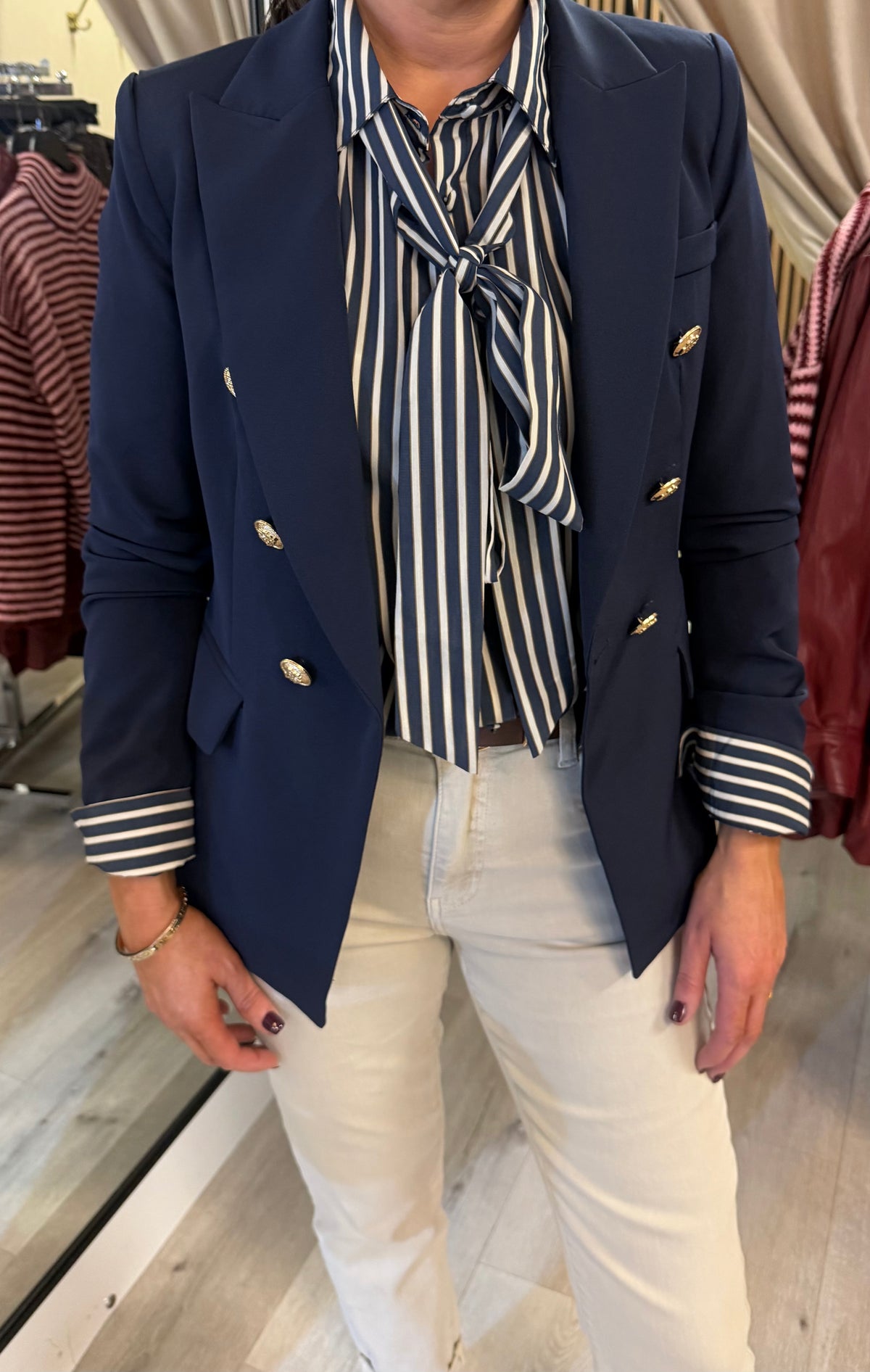 Navy Gold Button Blazer