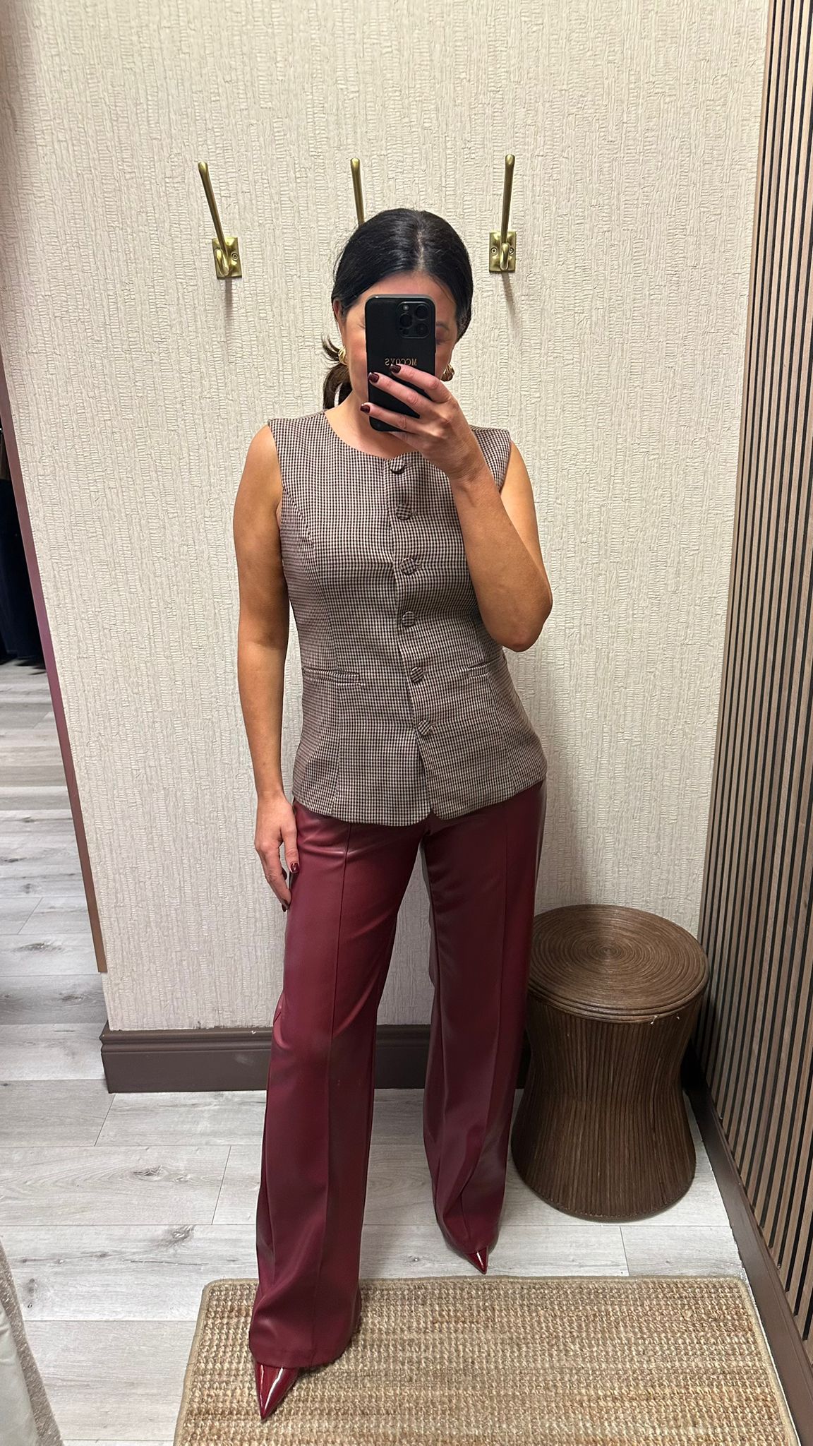Wine Faux Leather Trousers