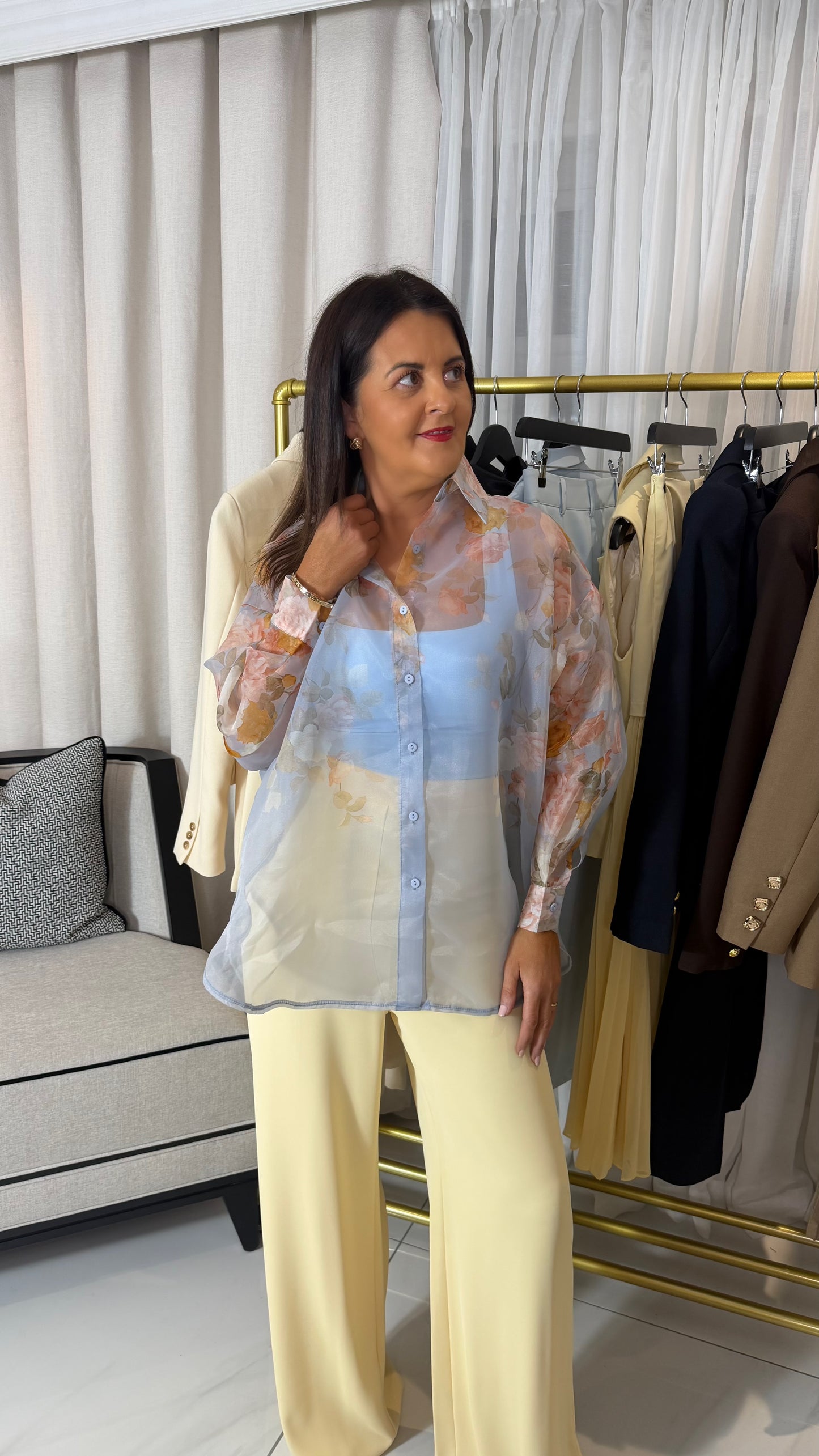 Sheer Oversized Floral Blouse