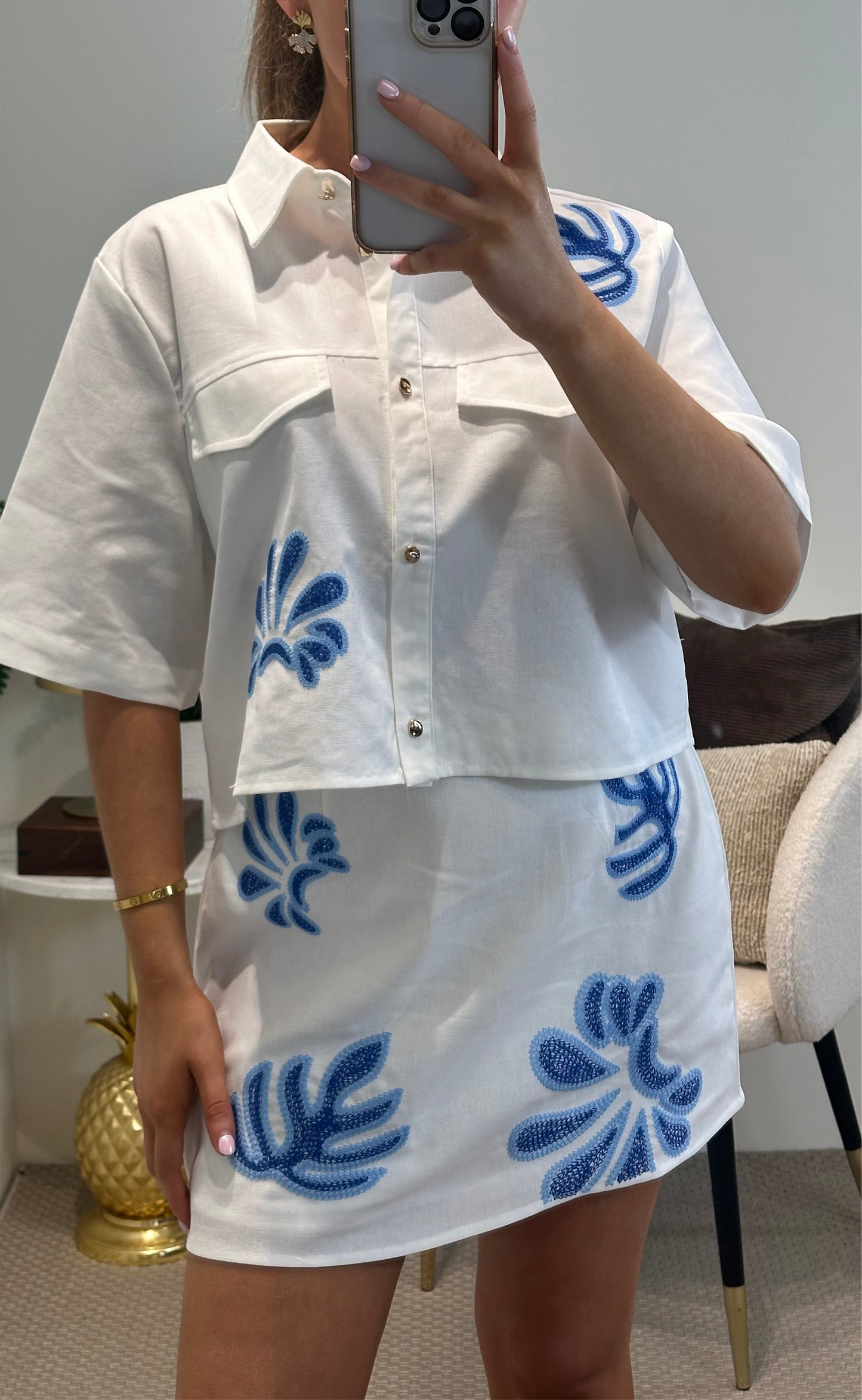 White & Blue Co-Ord