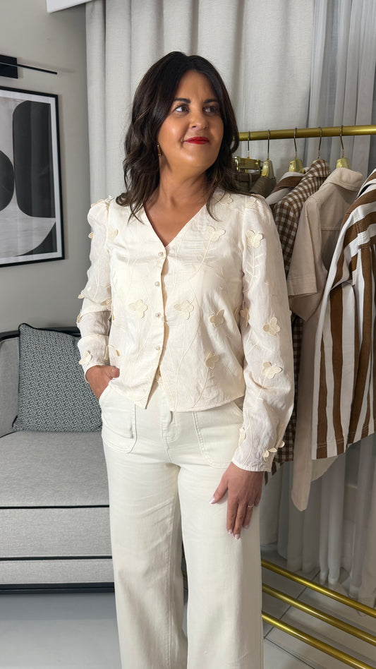 Cream Embroidery Blouse
