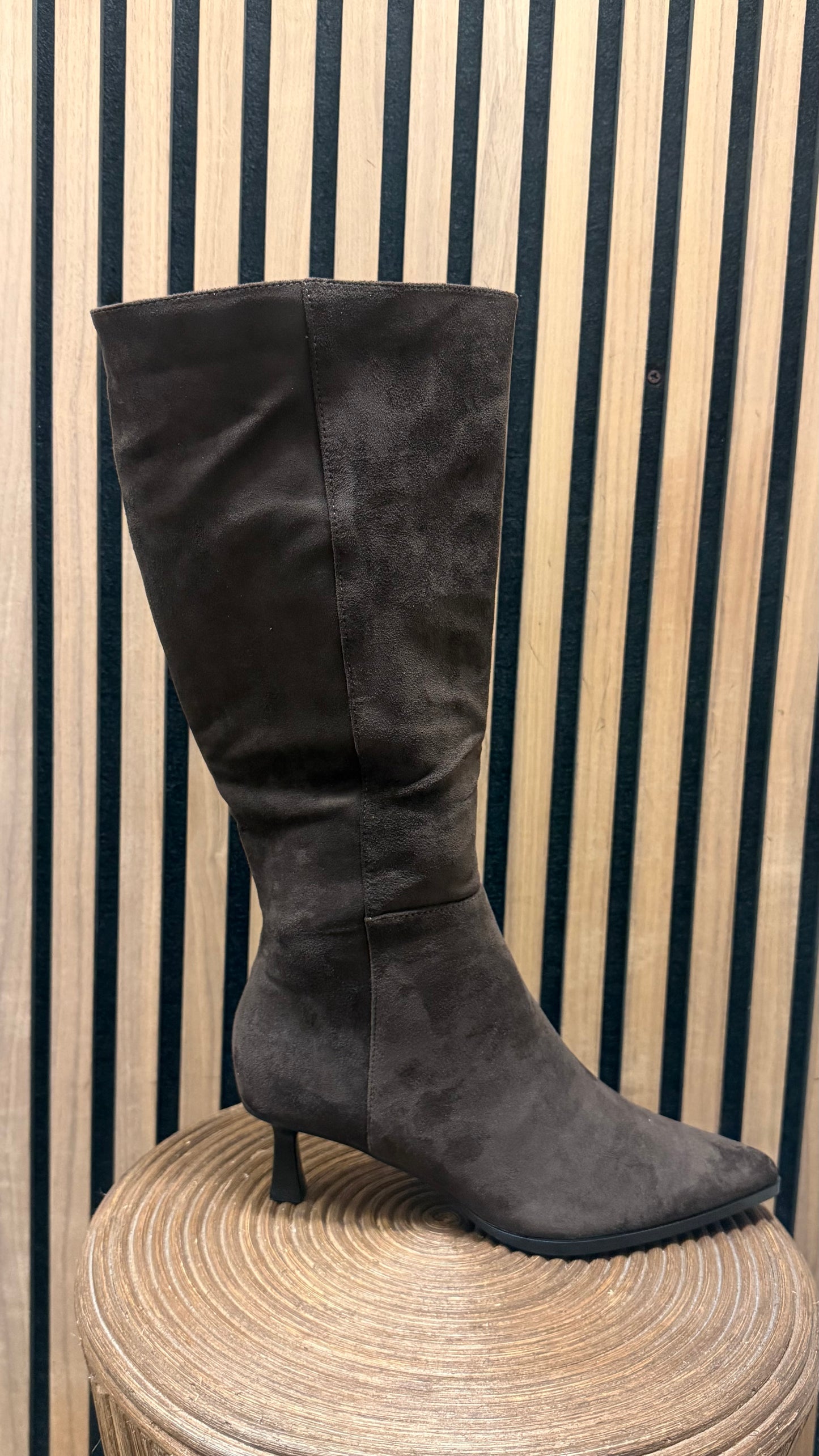 Carrie Chocolate Brown Faux Suede Long Boot