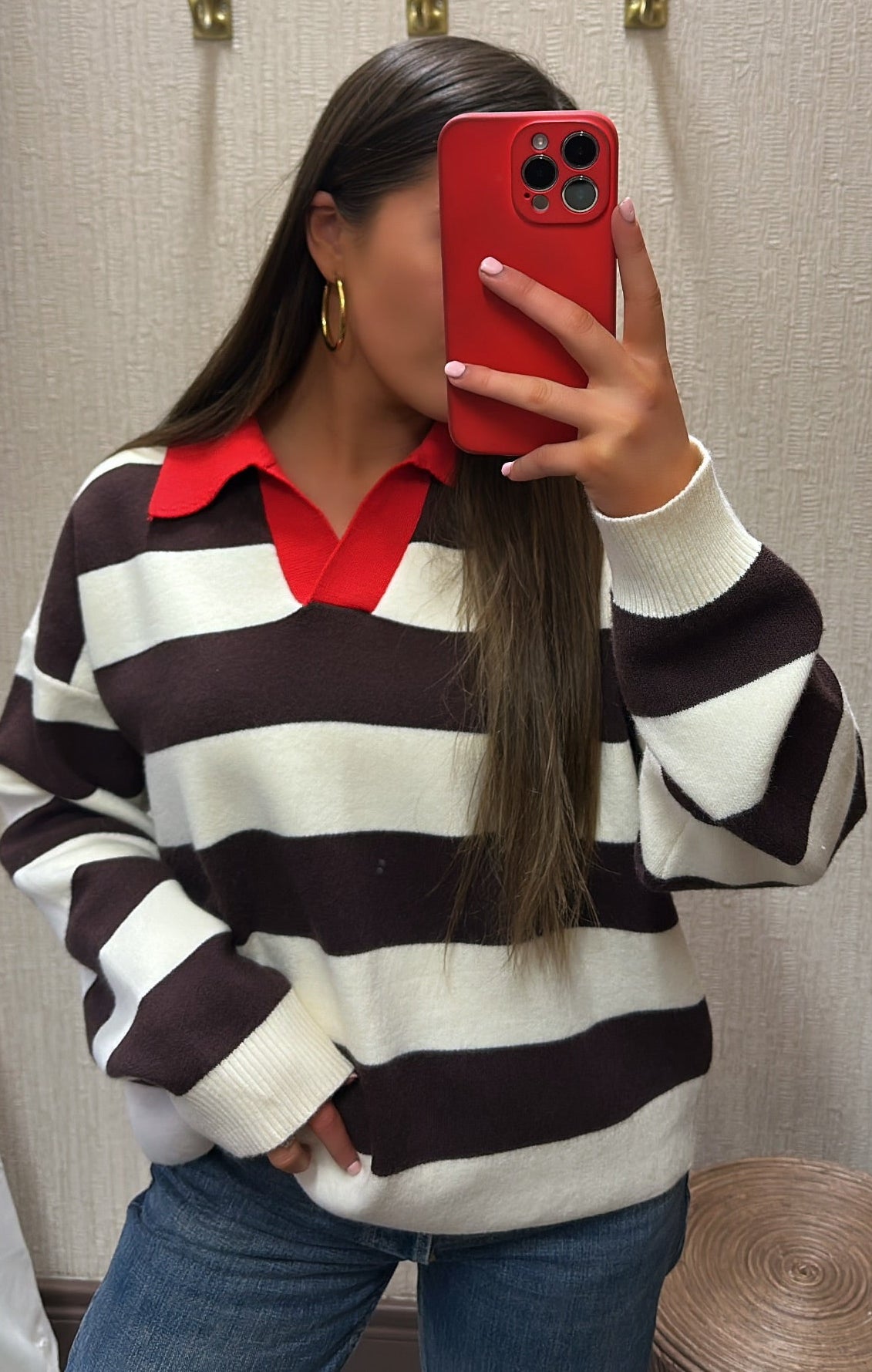 Red, Brown & Cream Polo