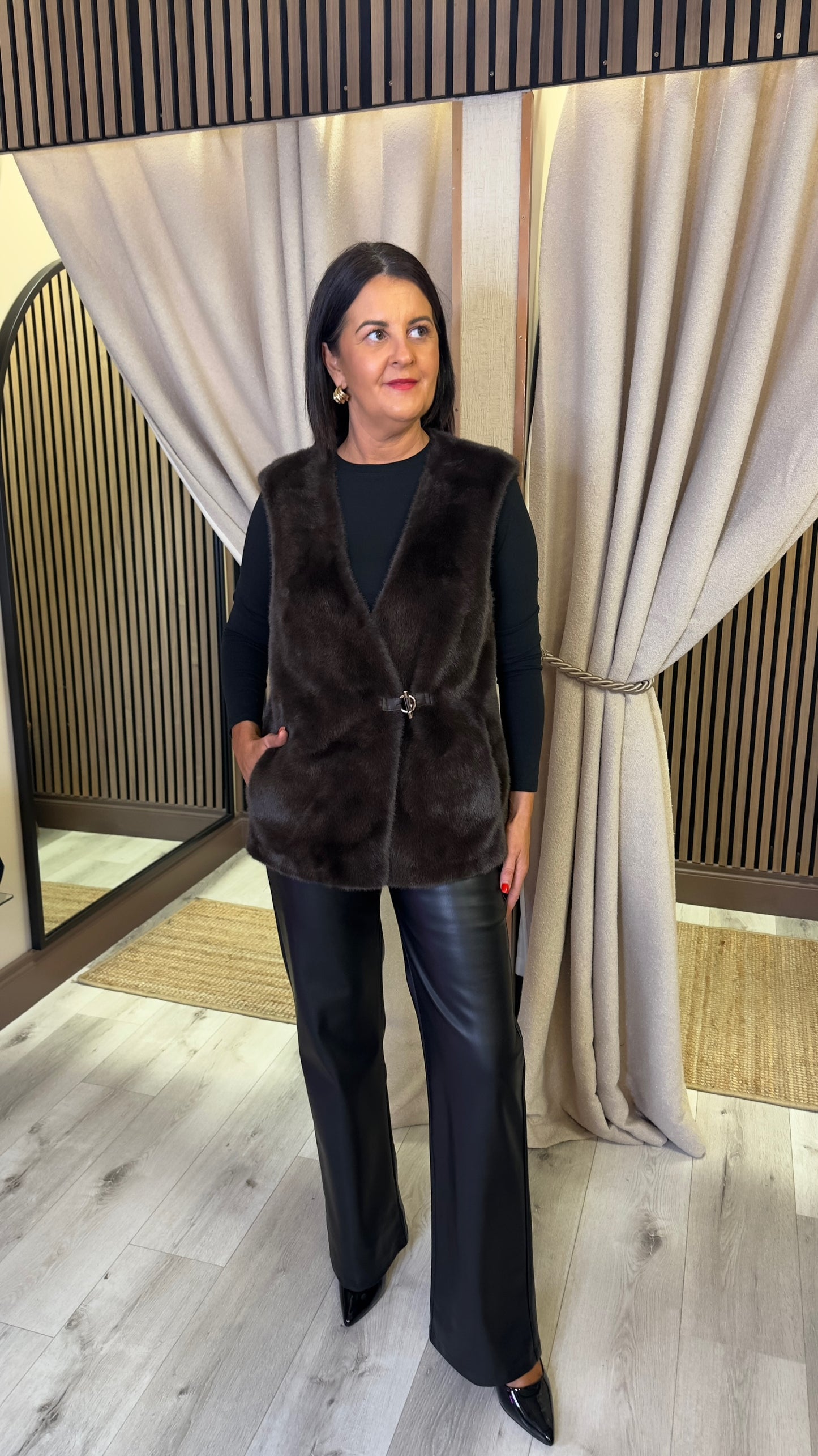 Brown Faux Fur Gilet