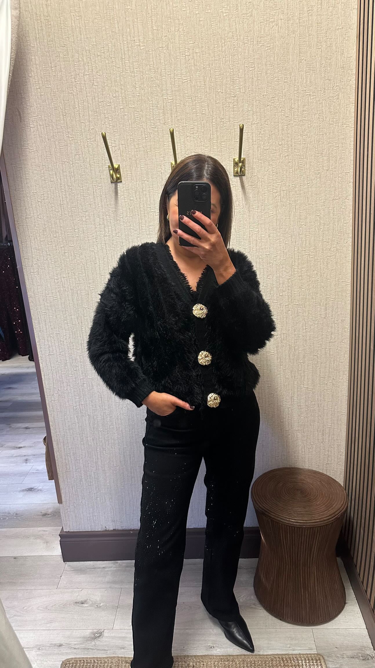 Black Gold Button Cardigan
