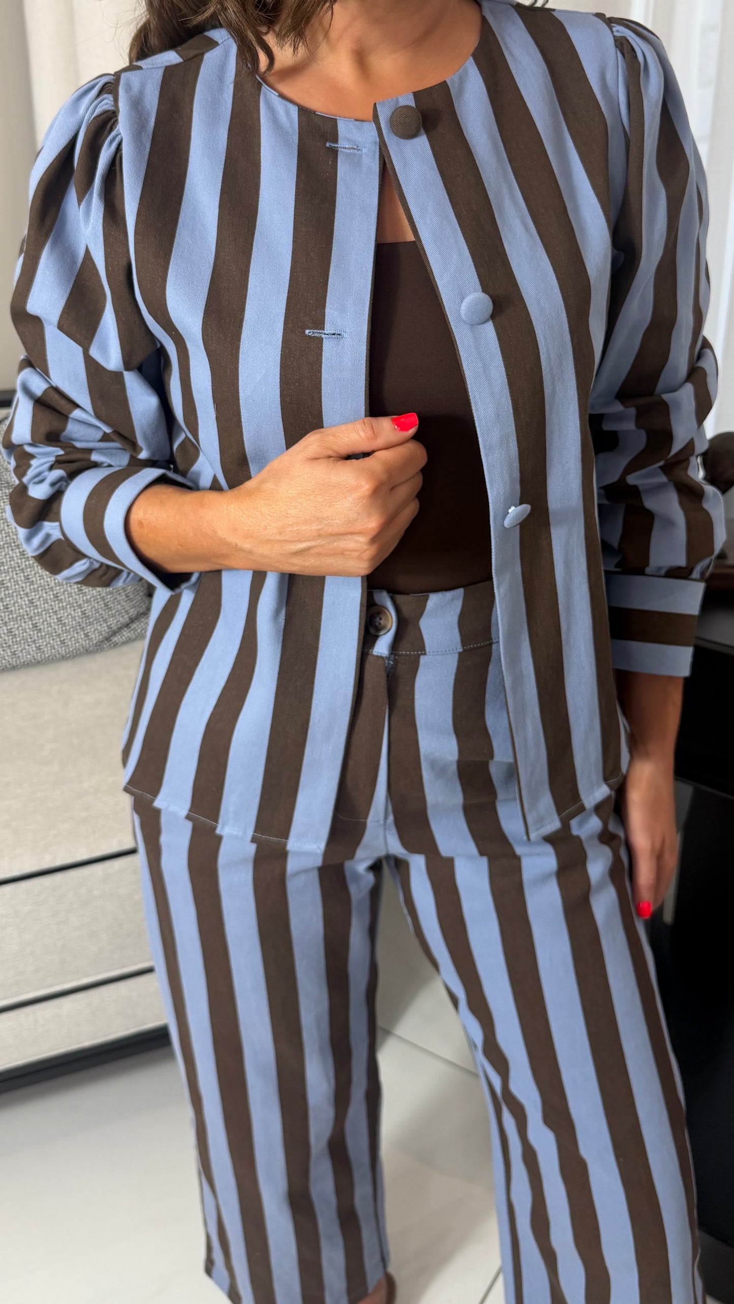 Blue & Chocolate Striped Jacket