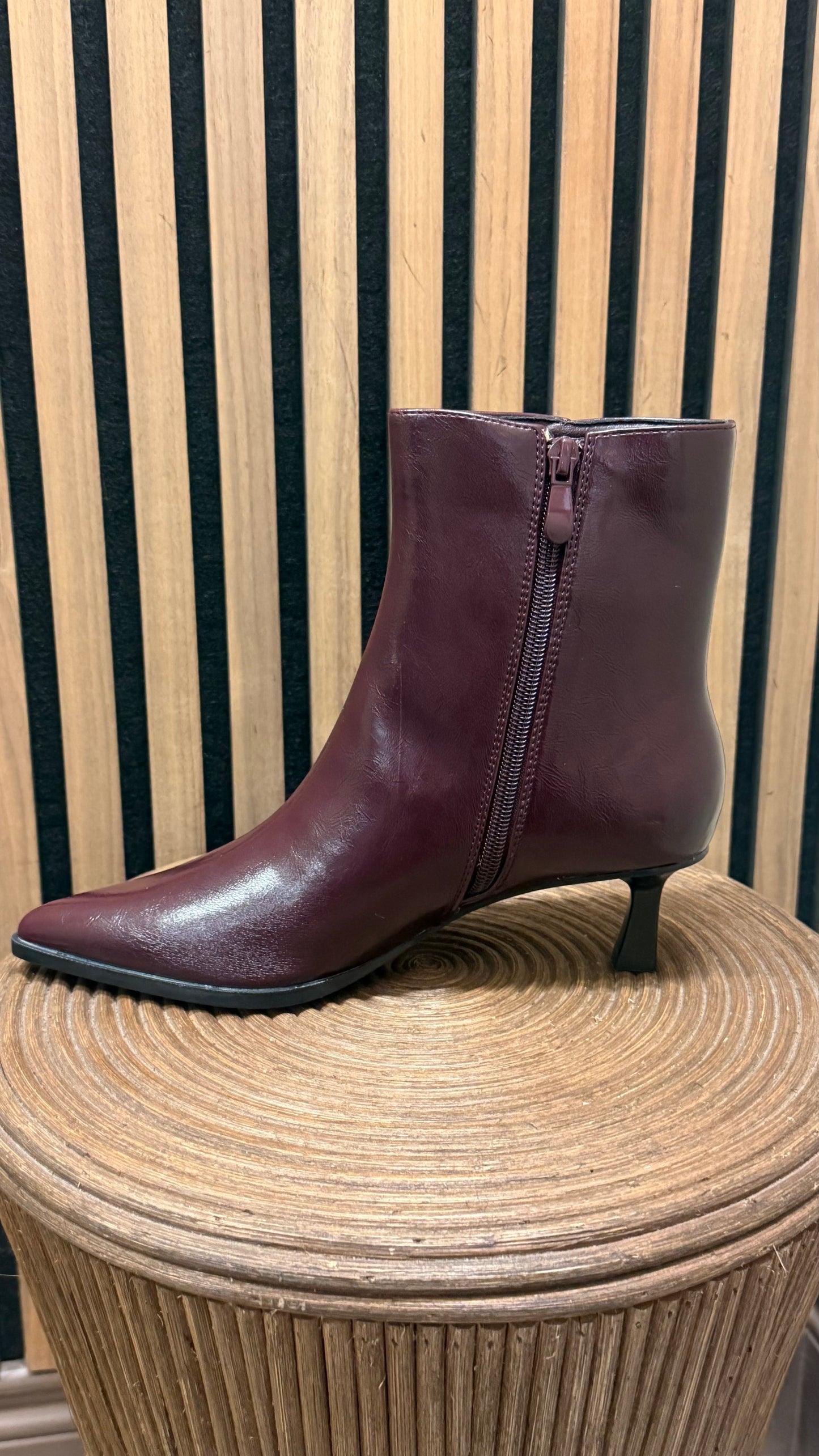 Orla Oxblood Faux Leather Ankle Boots
