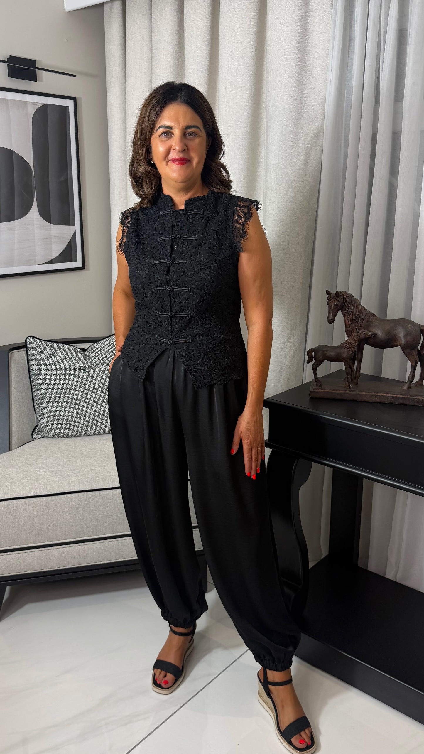 Cora Black Lace Top
