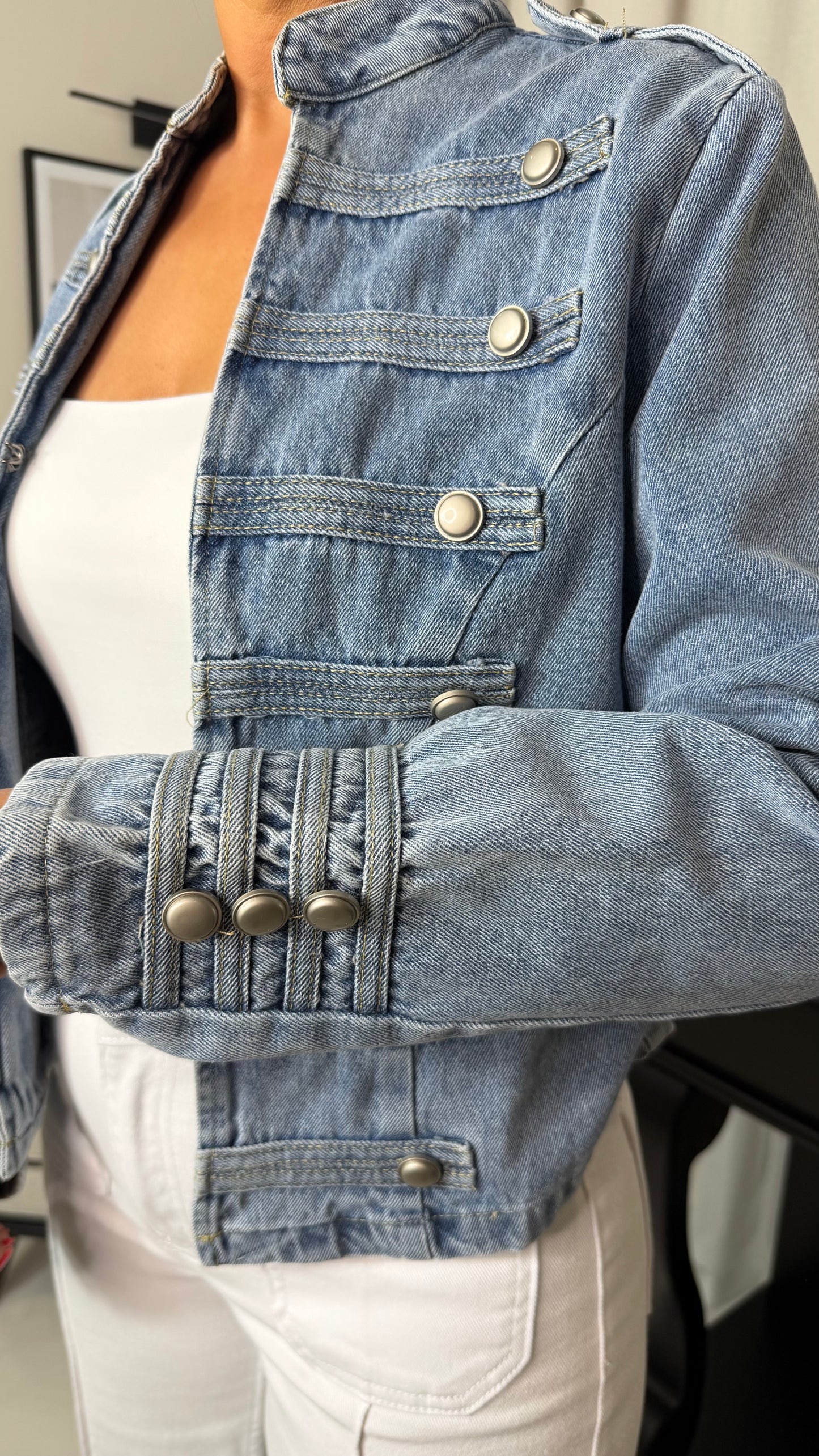 Denim Military Style Jacket