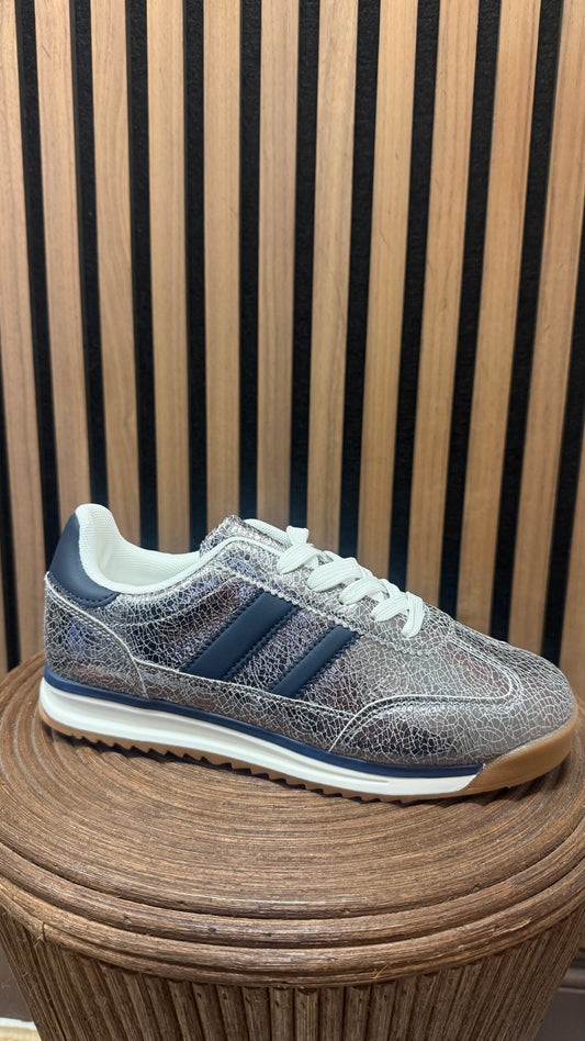 Silver & Navy Trainers