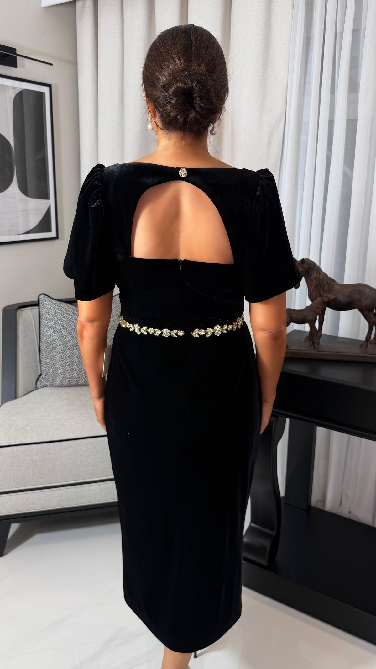 SOLANA BLACK VELVET DRESS