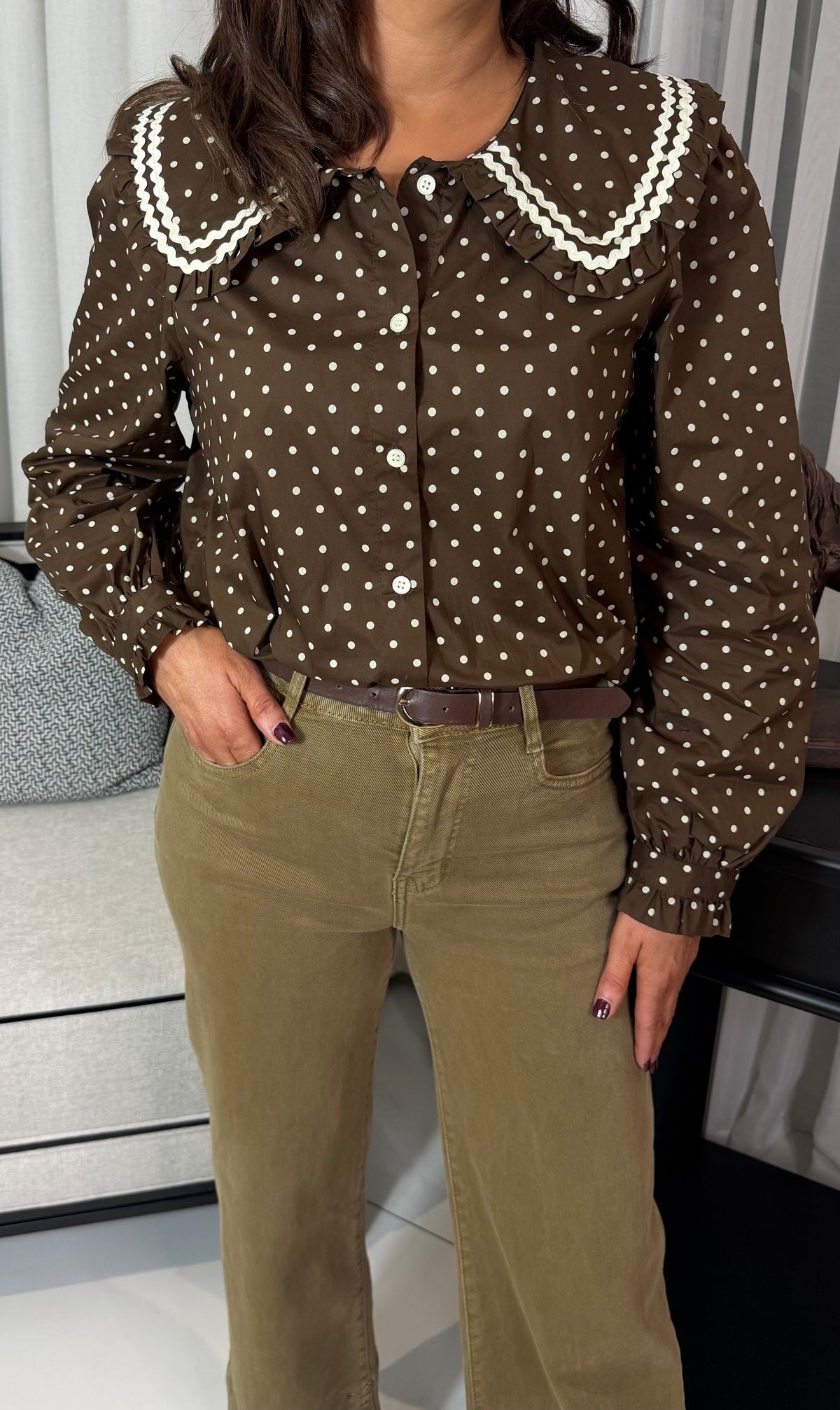 Chocolate Polka Dot Blouse